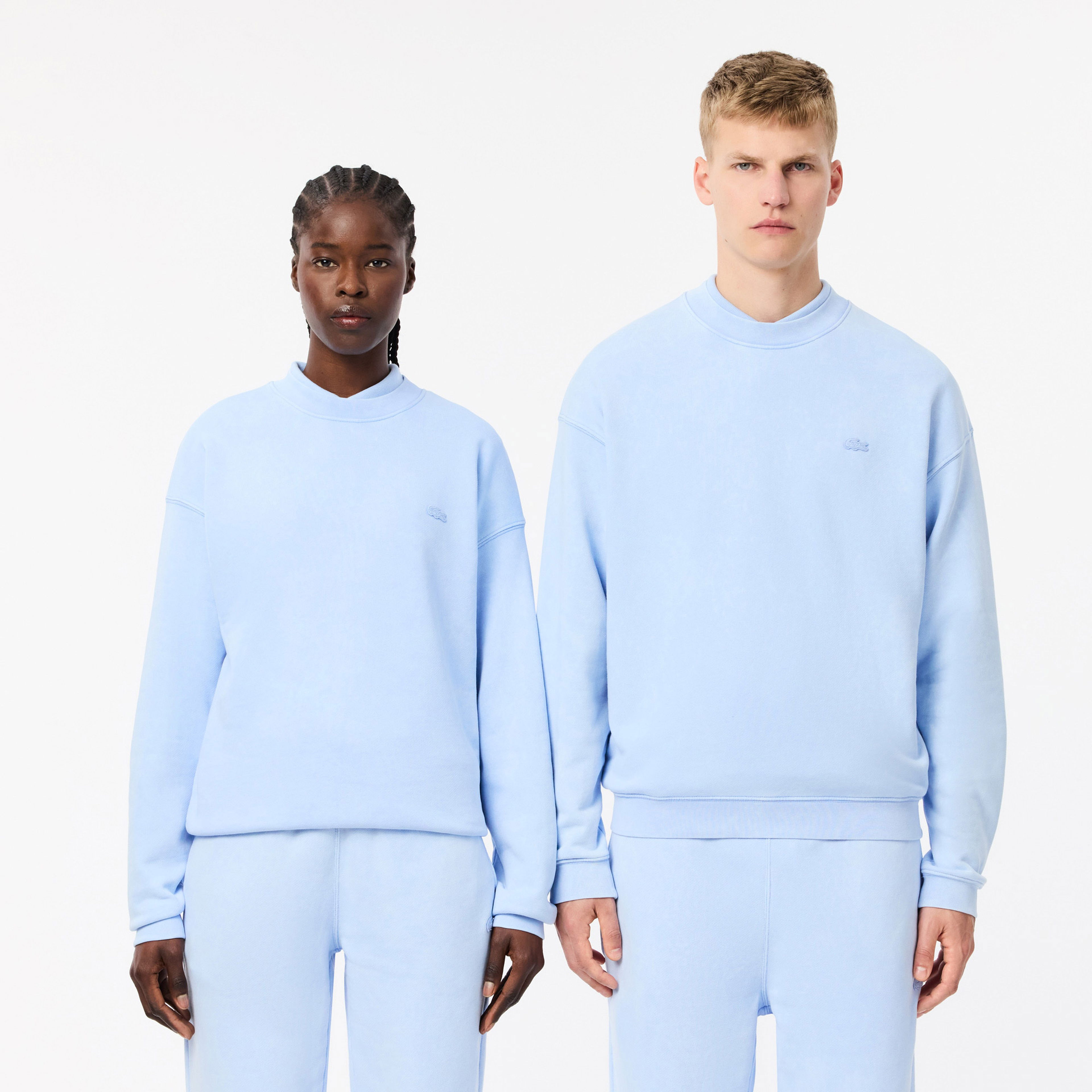 Lacoste Unisex Loose Fit Bisiklet Yaka Açık Mavi Sweatshirt