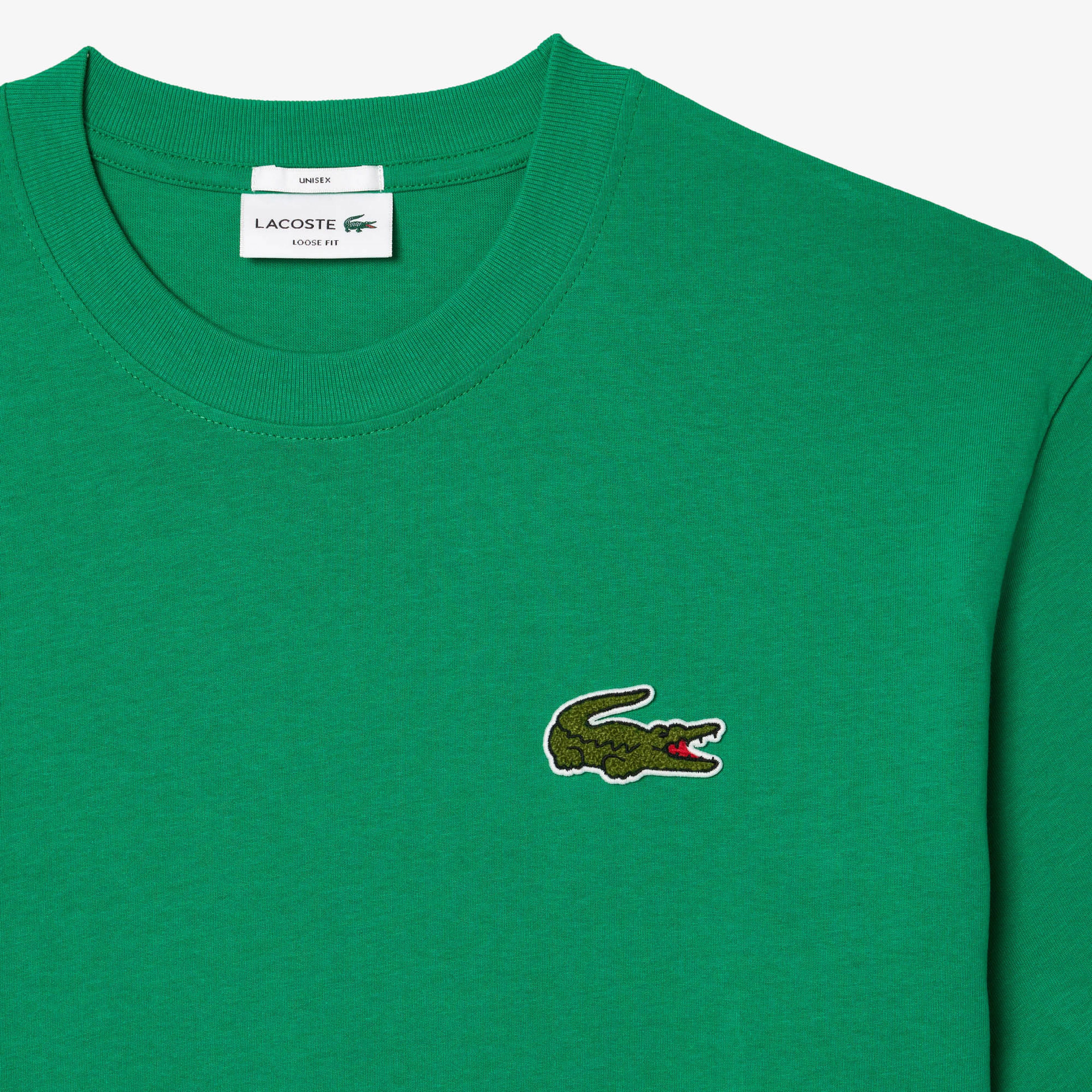 Lacoste Unisex Loose Fit Bisiklet Yaka Organik Pamuk Yeşil T-Shirt