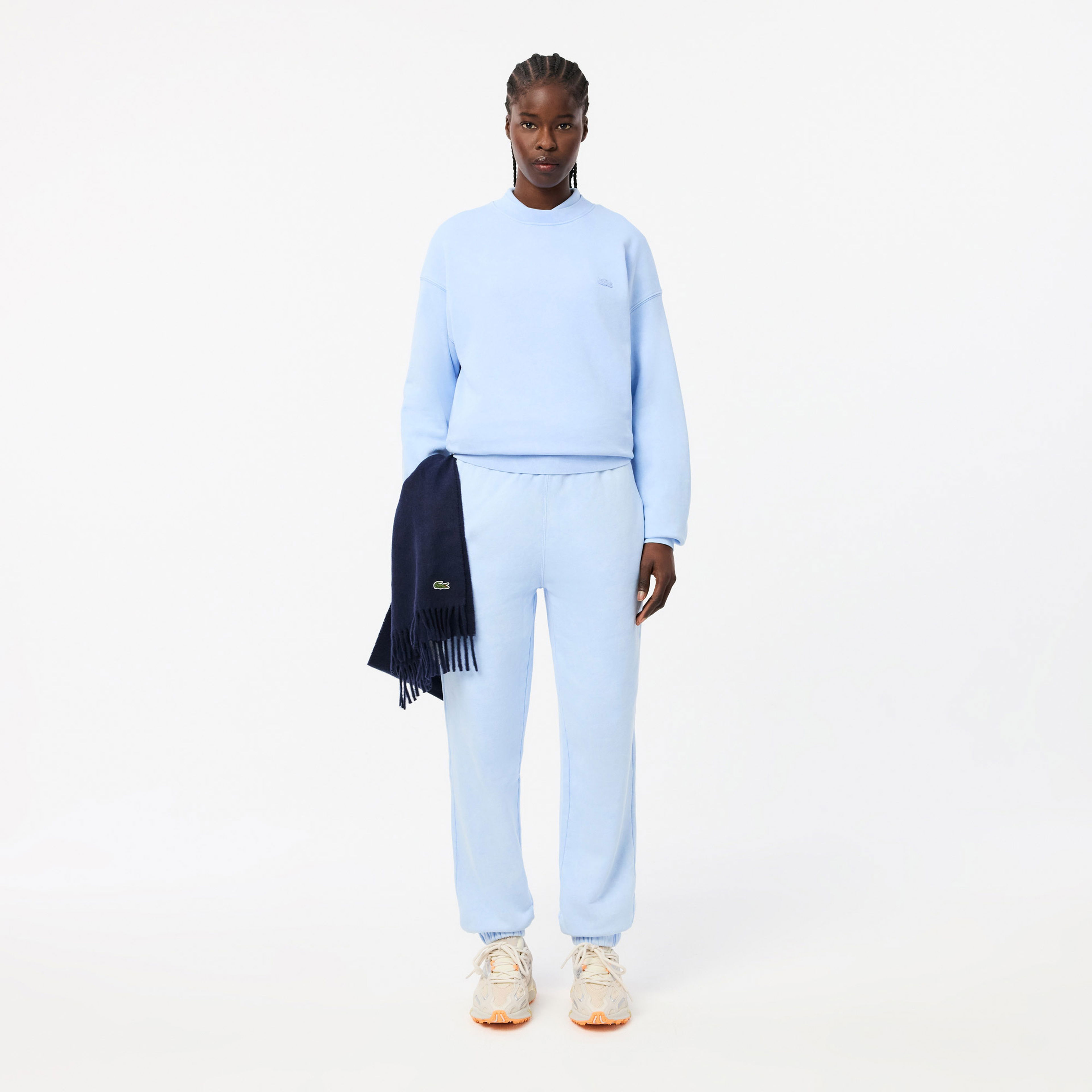 Lacoste Unisex Loose Fit Bisiklet Yaka Açık Mavi Sweatshirt