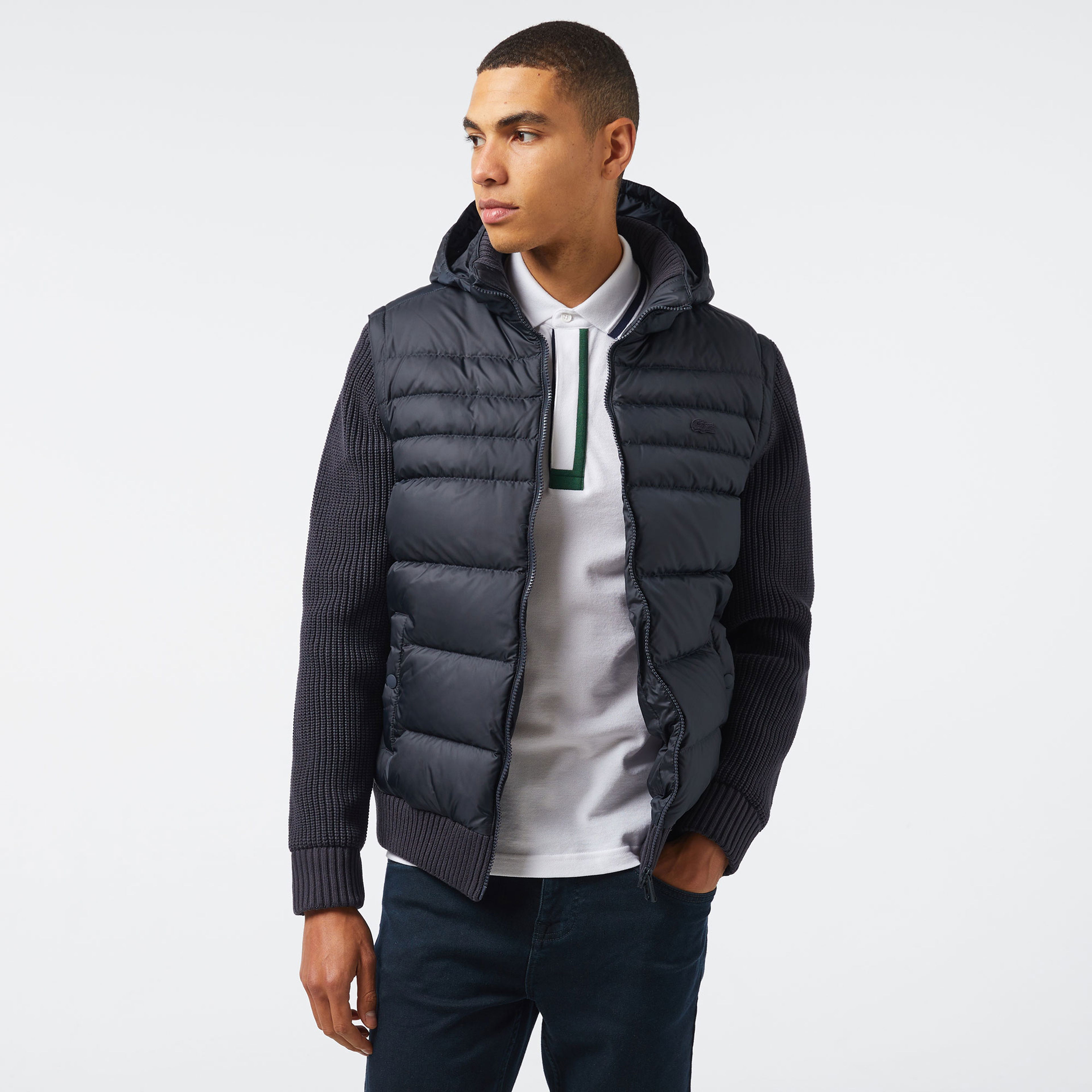 Lacoste Erkek Kapüşonlu Lacivert Mont