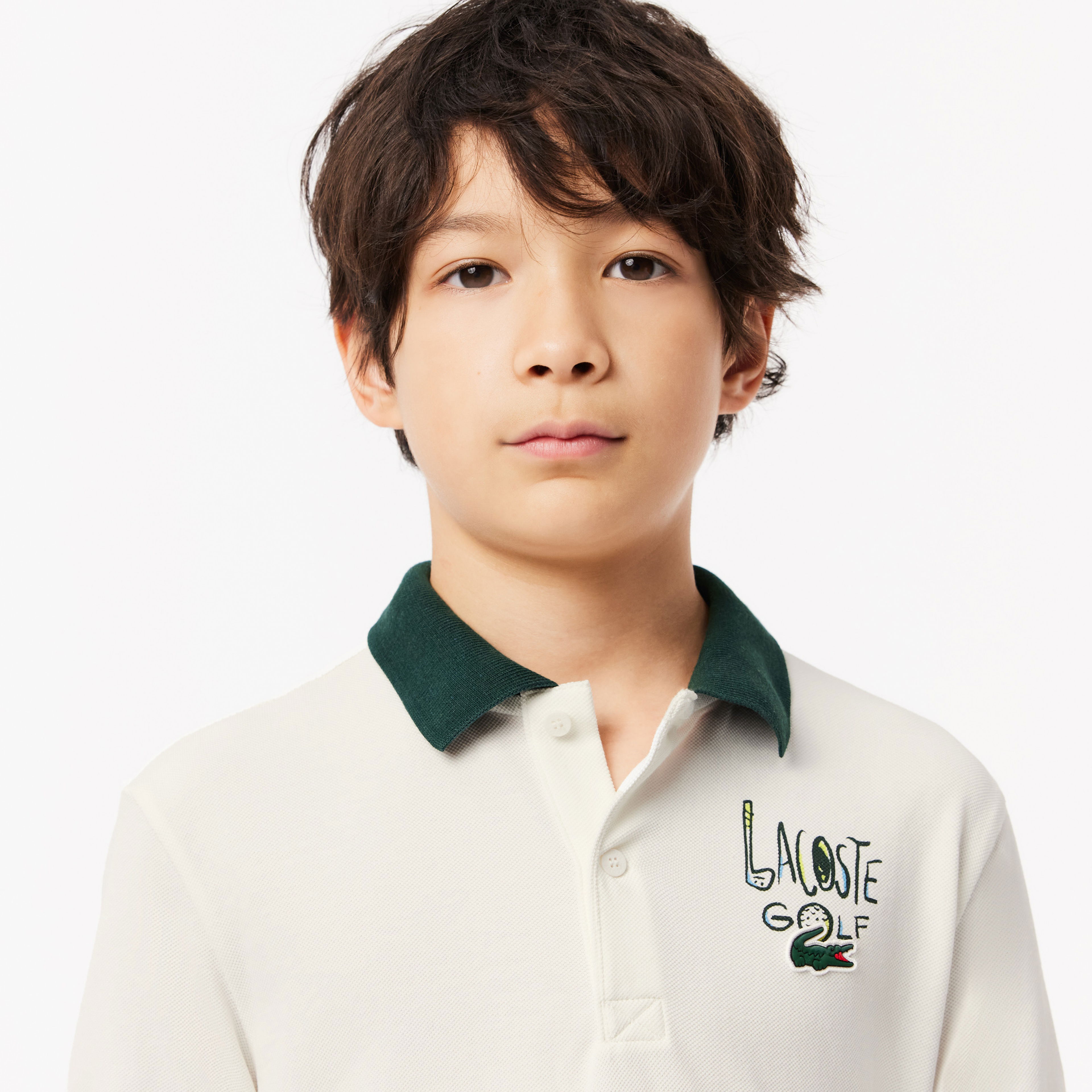 Lacoste Erkek Çocuk Kısa Kollu Baskılı Beyaz Polo