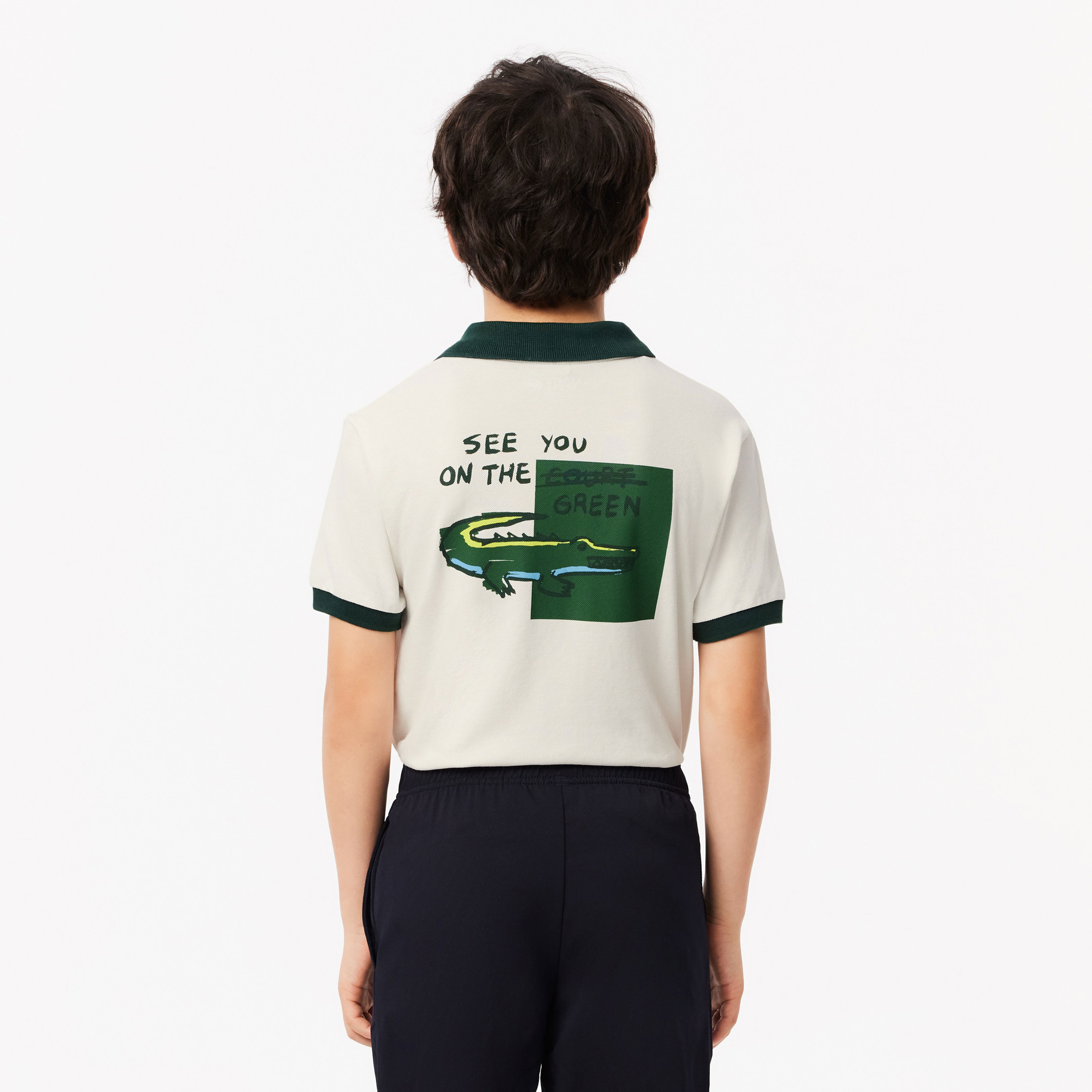 Lacoste Erkek Çocuk Kısa Kollu Baskılı Beyaz Polo