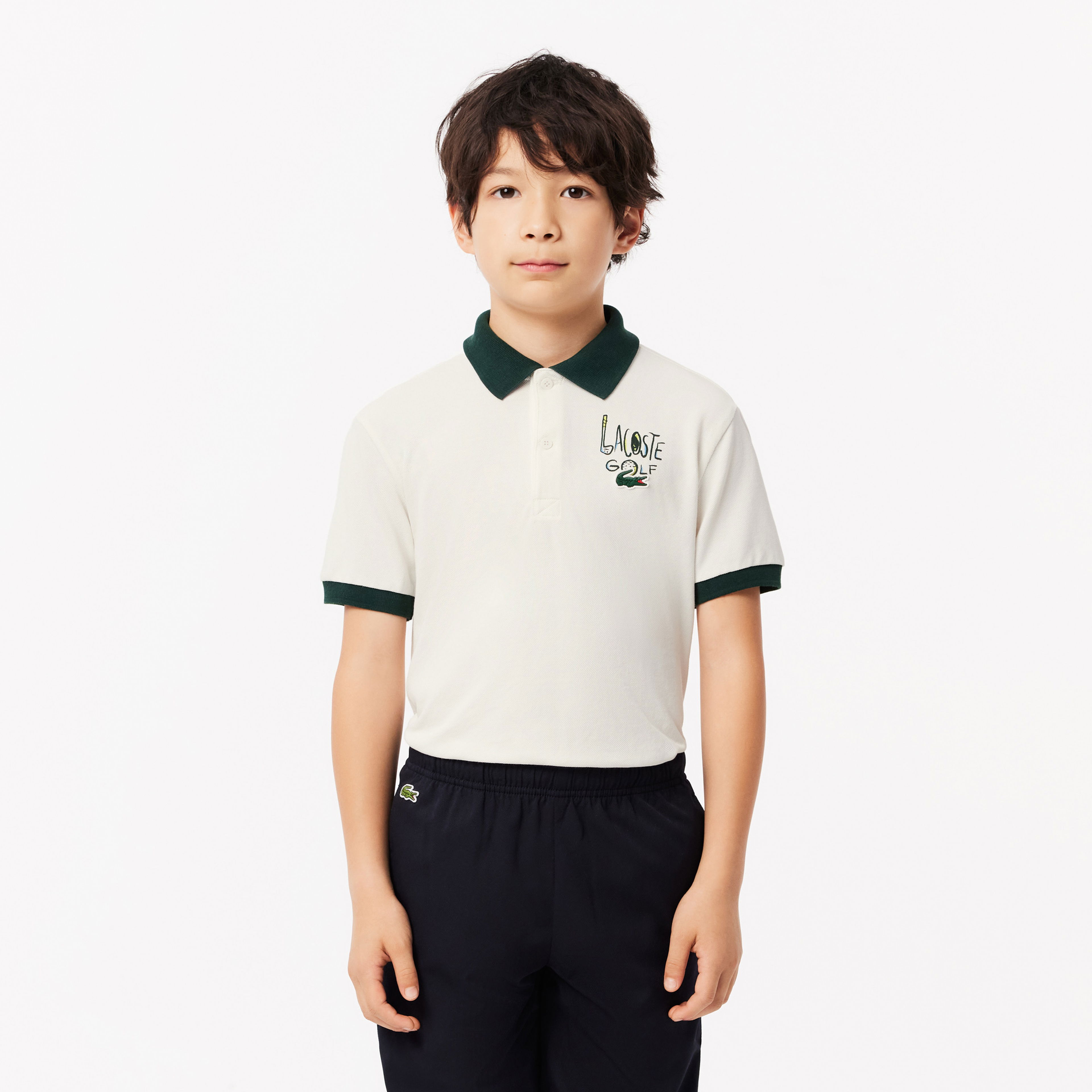 Lacoste Erkek Çocuk Kısa Kollu Baskılı Beyaz Polo