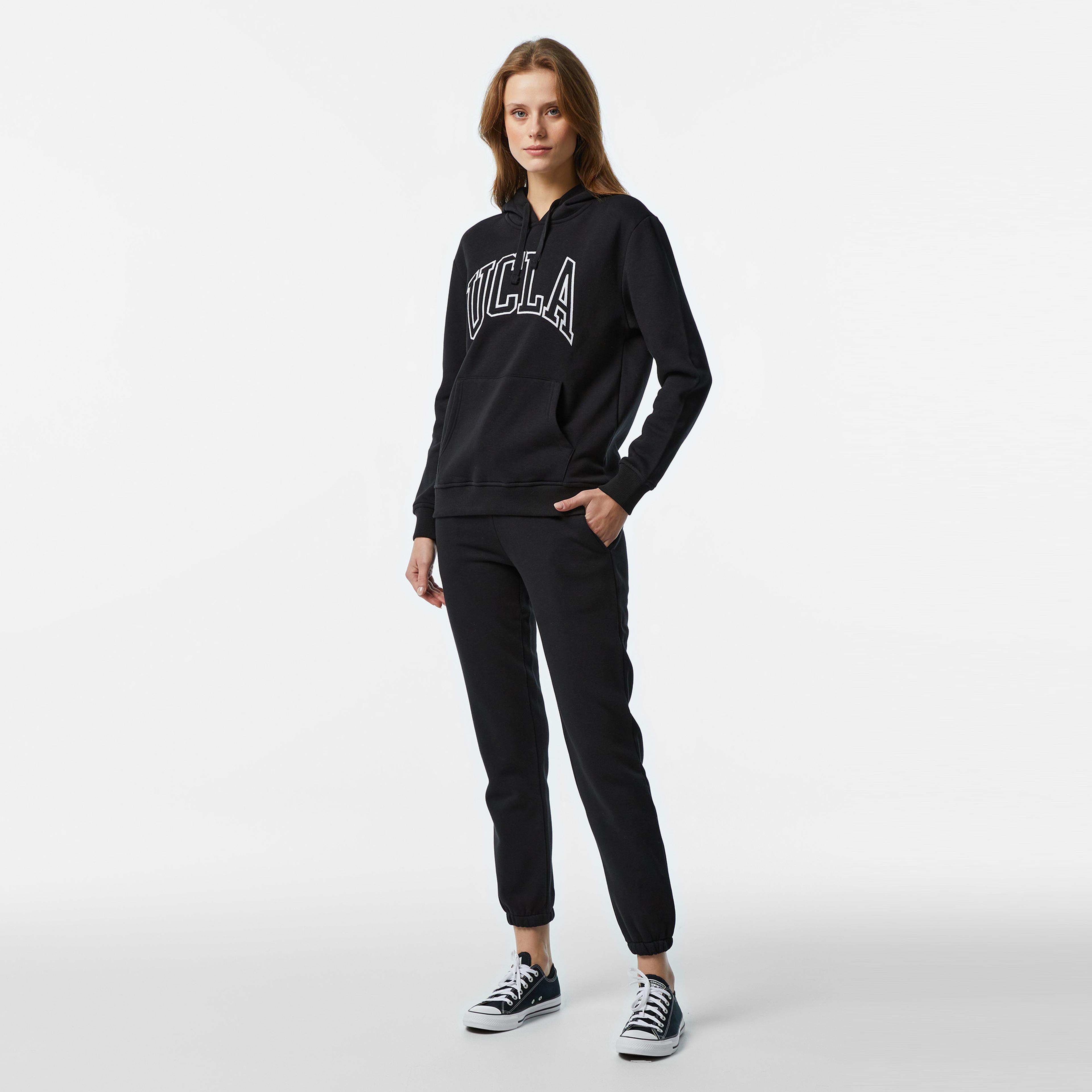 Ucla Riley Nakışlı Kadın Siyah Hoodie