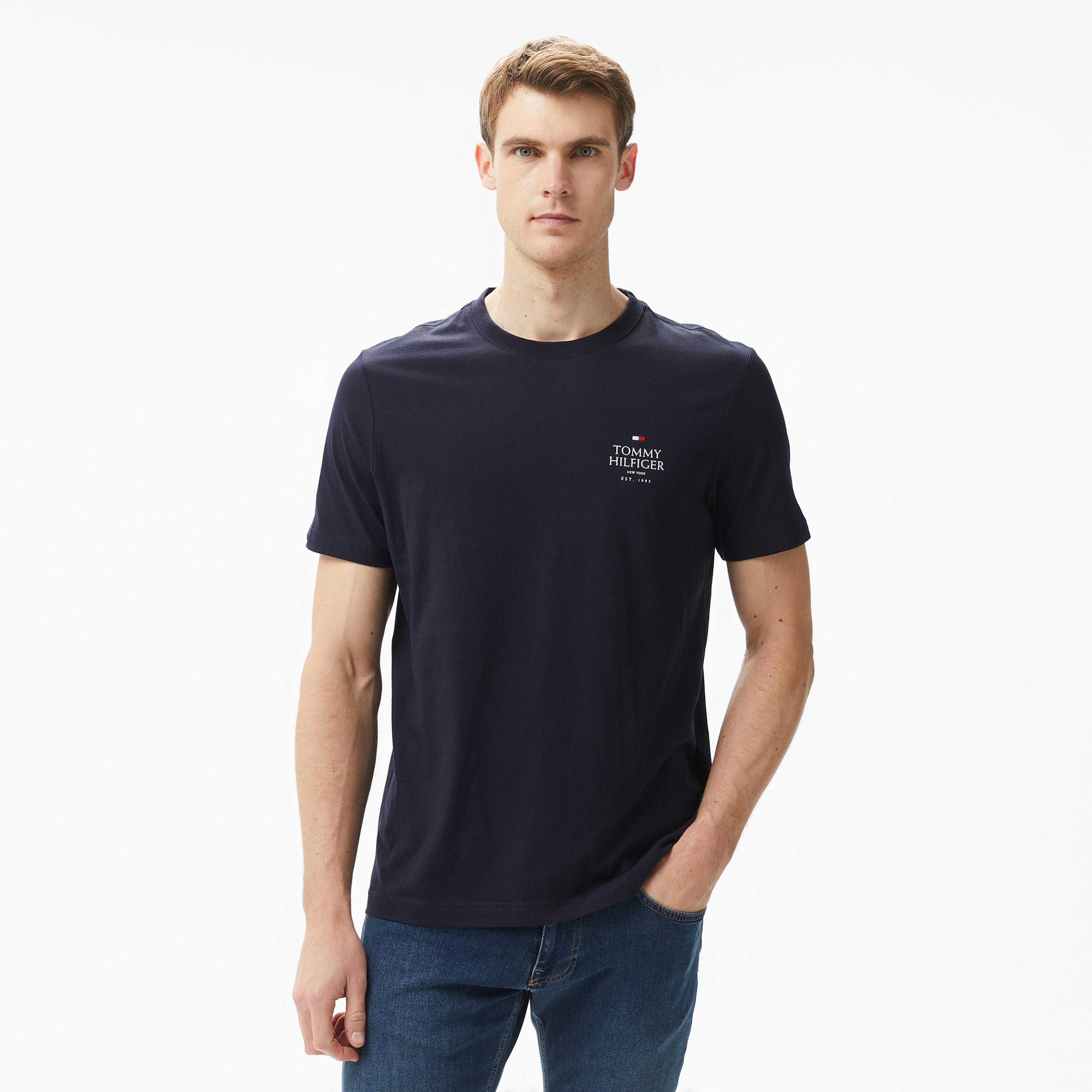 Tommy Hilfiger Hilfiger Stack Erkek Mavi T-Shirt