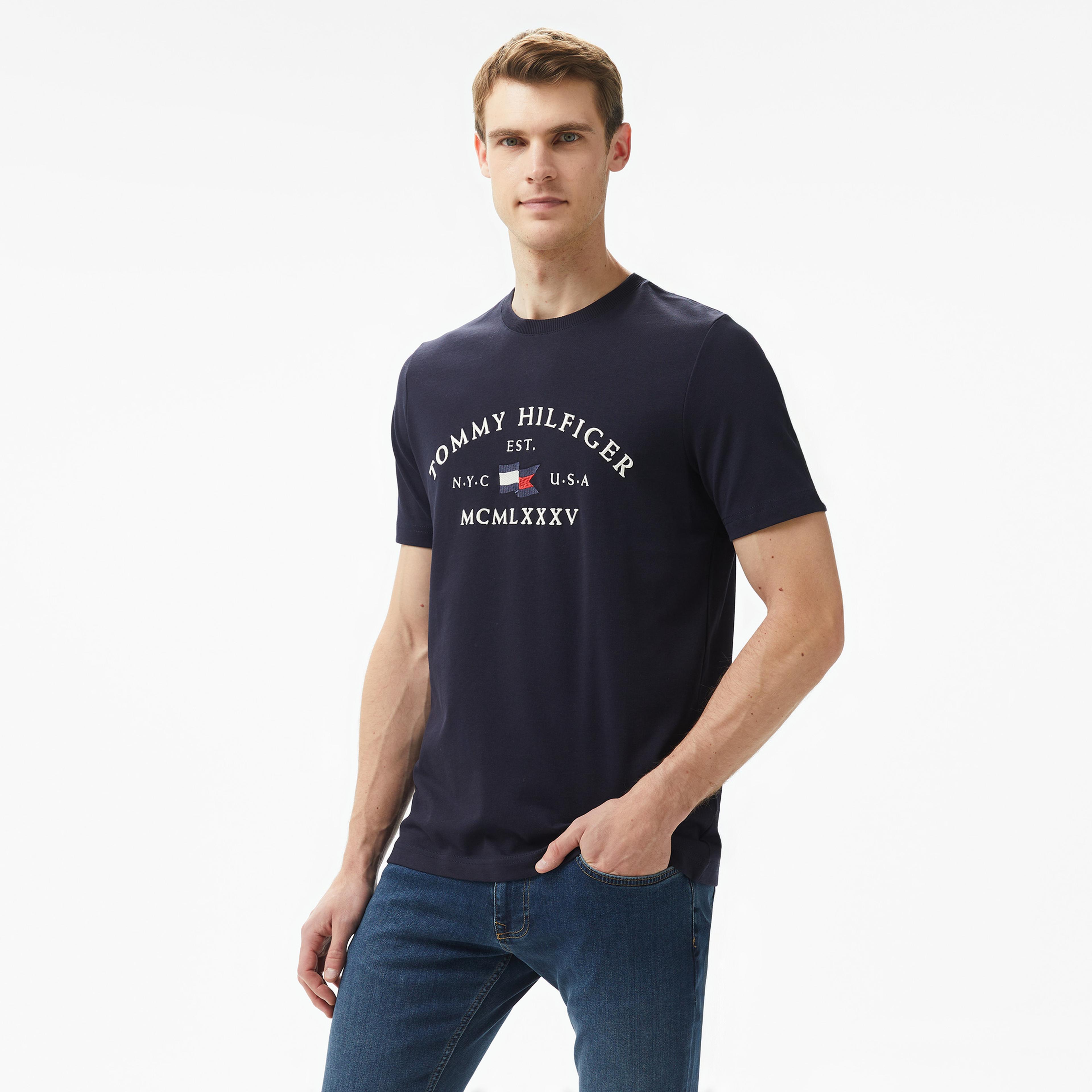 Tommy Hilfiger Nautical Arch Erkek Mavi T-Shirt