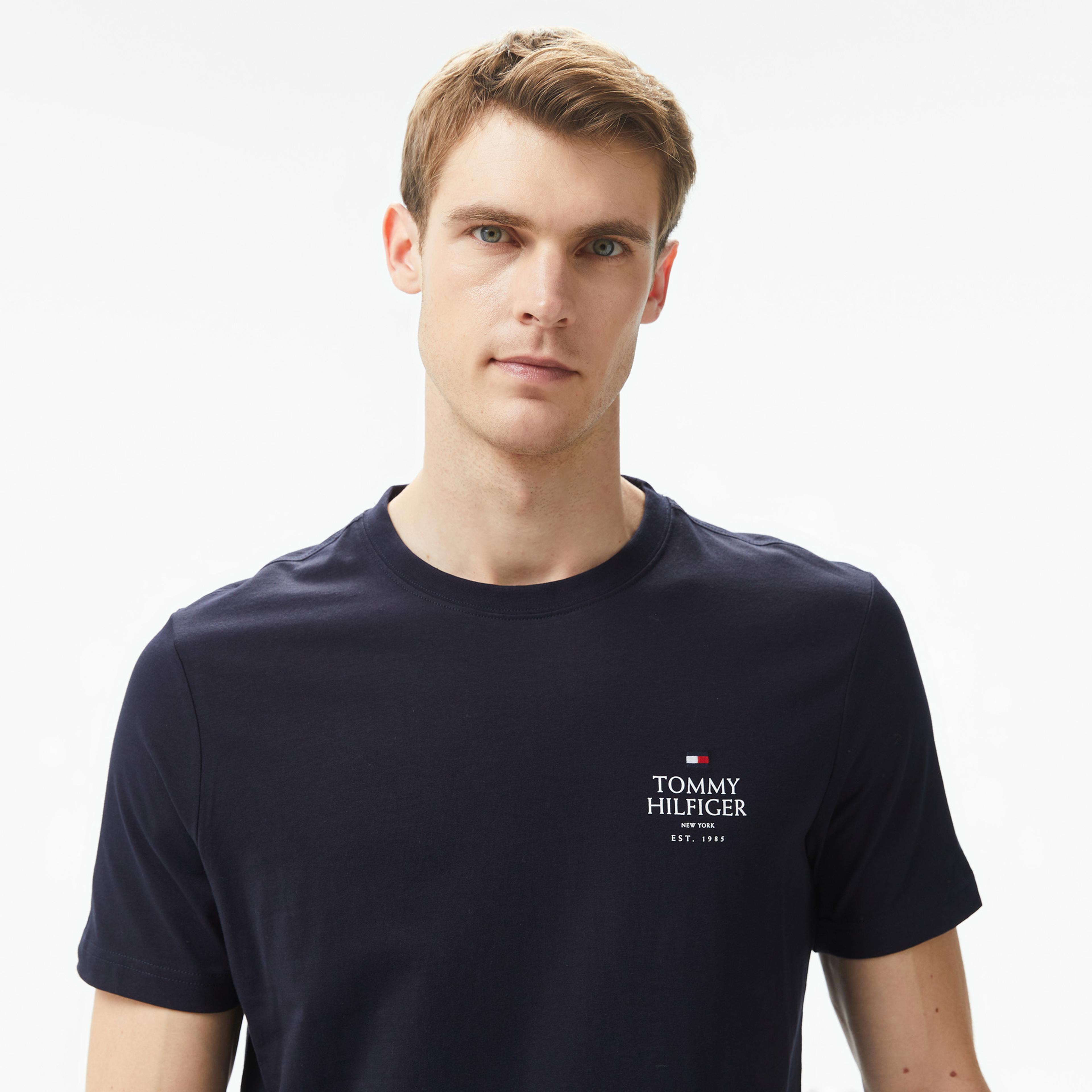 Tommy Hilfiger Hilfiger Stack Erkek Mavi T-Shirt