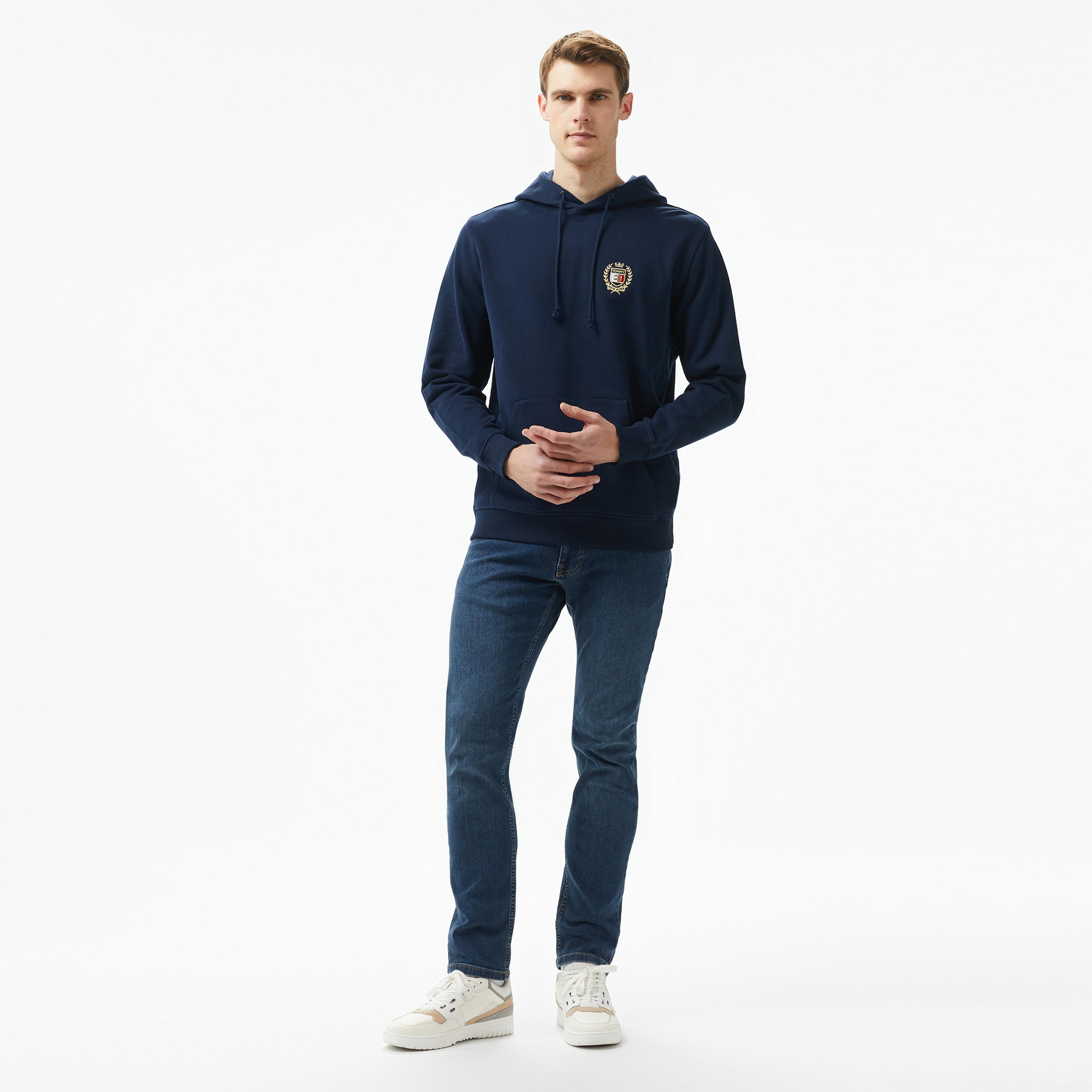Tommy Hilfiger Jeans Tj Flag Crest Hood Erkek Lacivert Hoodie