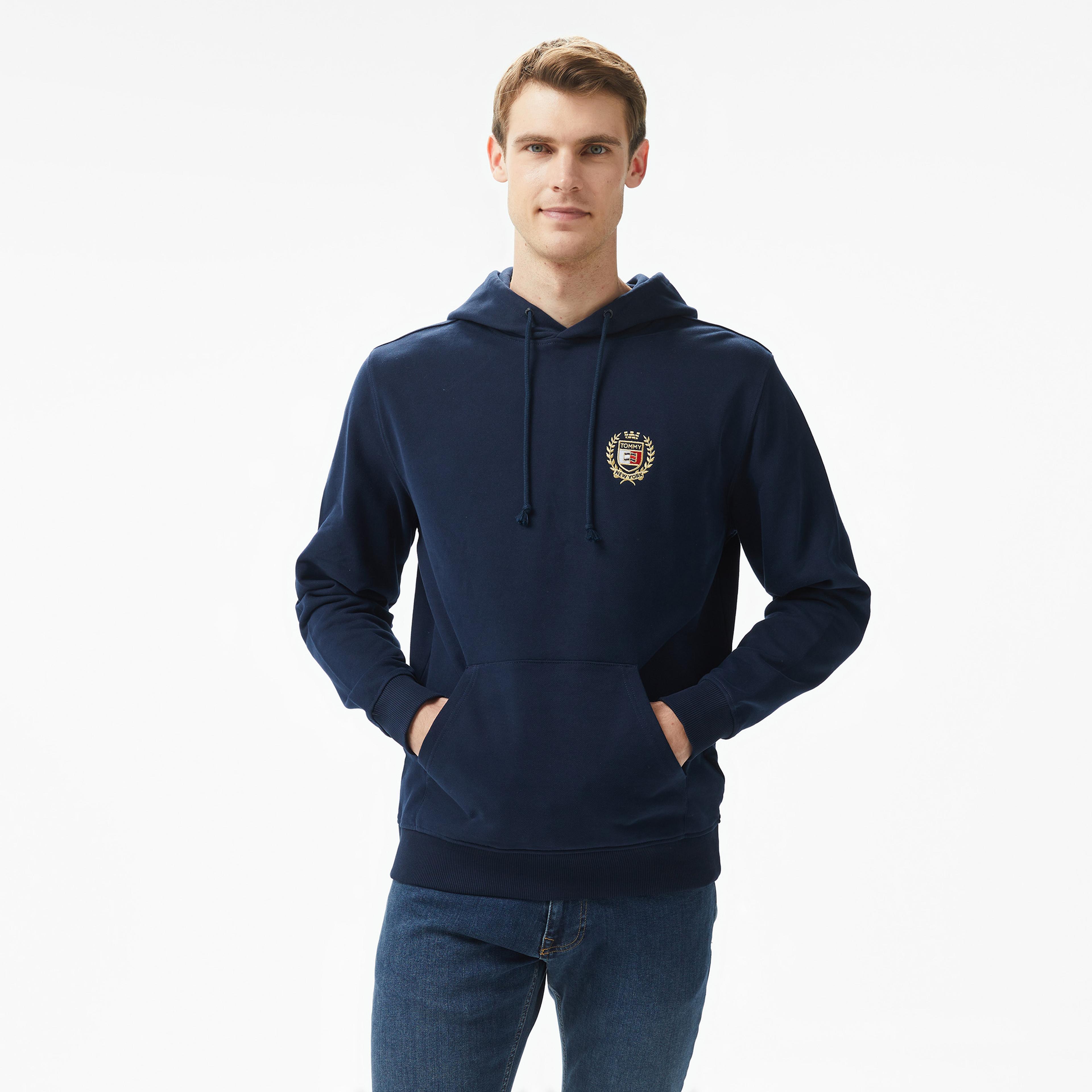 Tommy Hilfiger Jeans Tj Flag Crest Hood Erkek Lacivert Hoodie