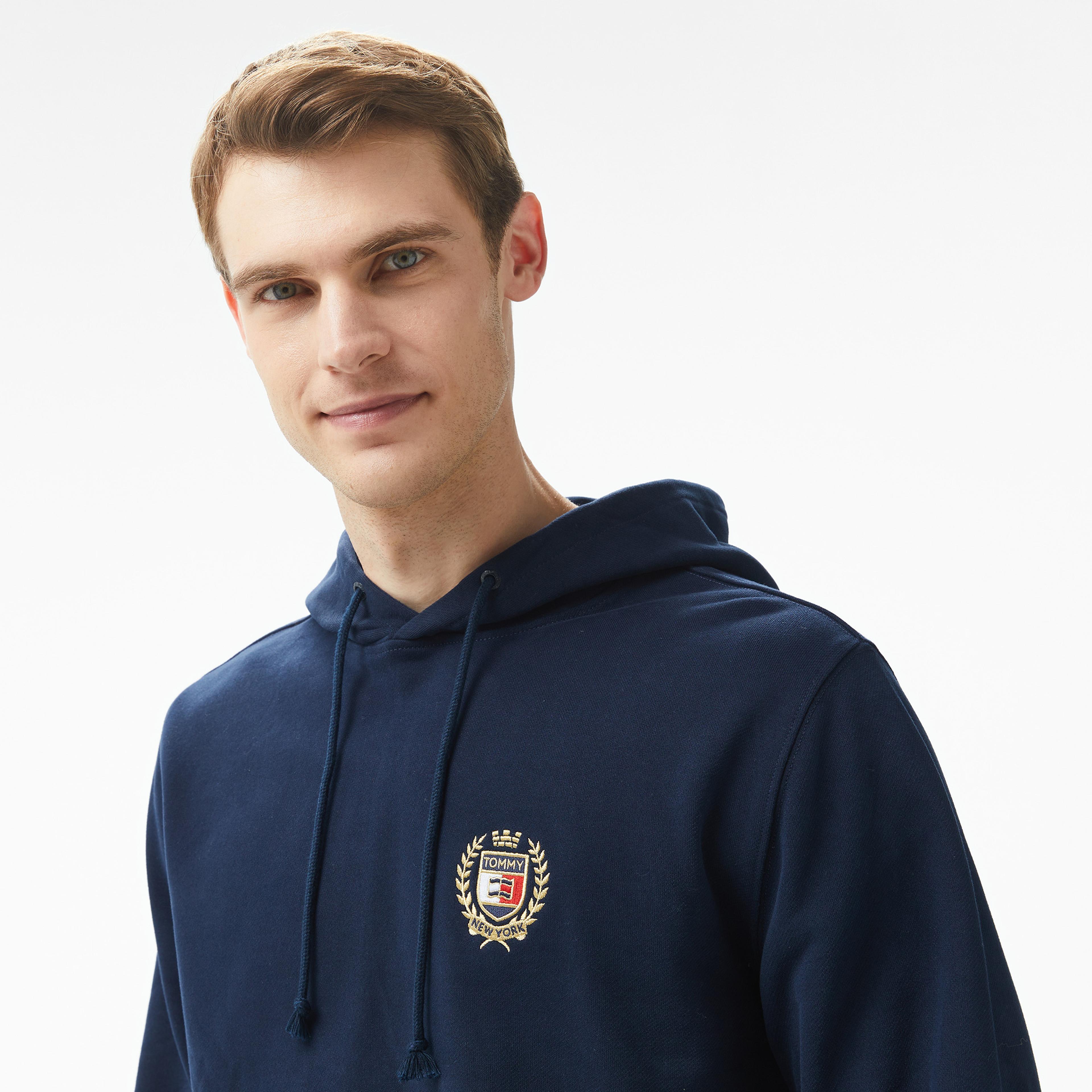 Tommy Hilfiger Jeans Tj Flag Crest Hood Erkek Lacivert Hoodie