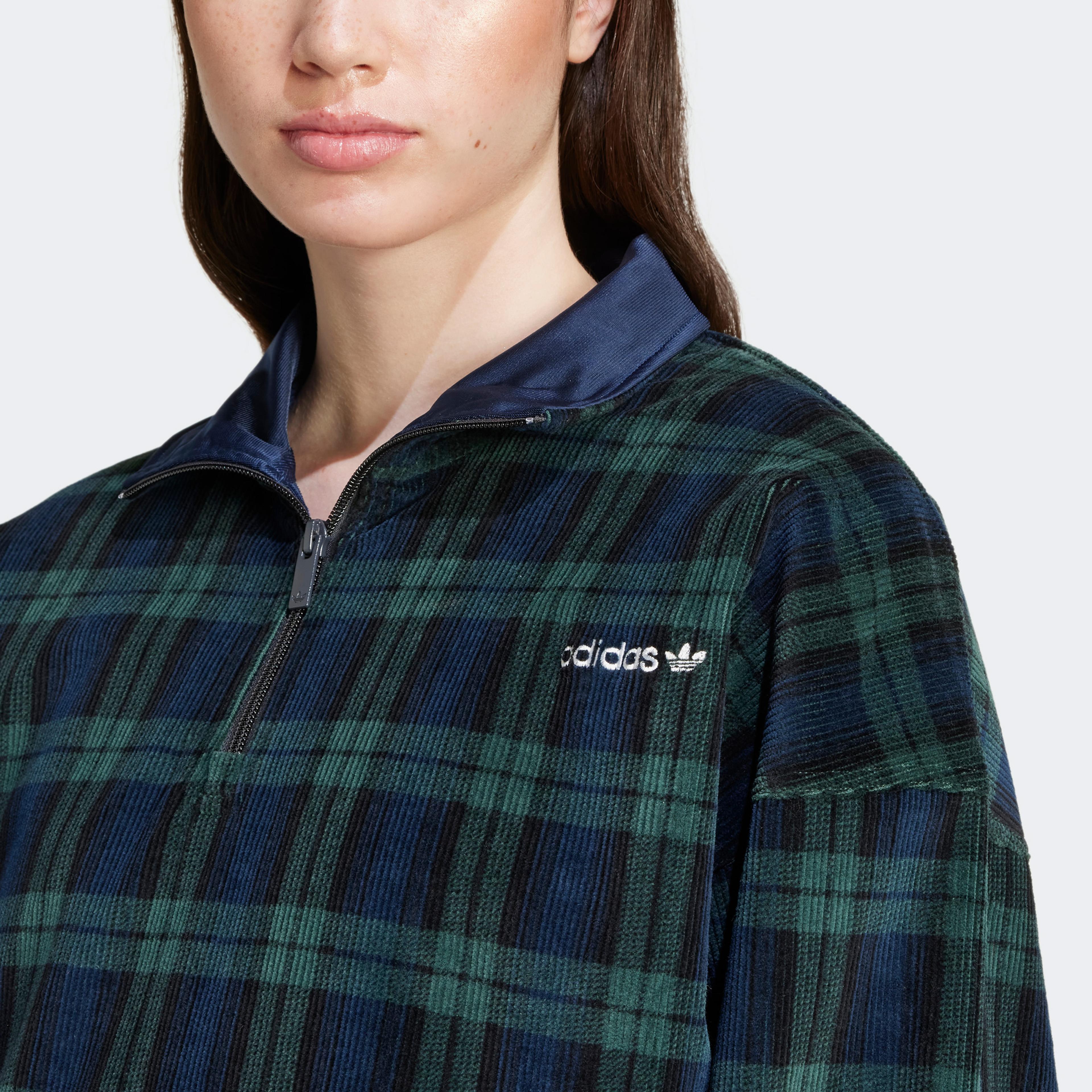 adidas Tartan Half Zip Kadın Mavi Eşofman Üstü