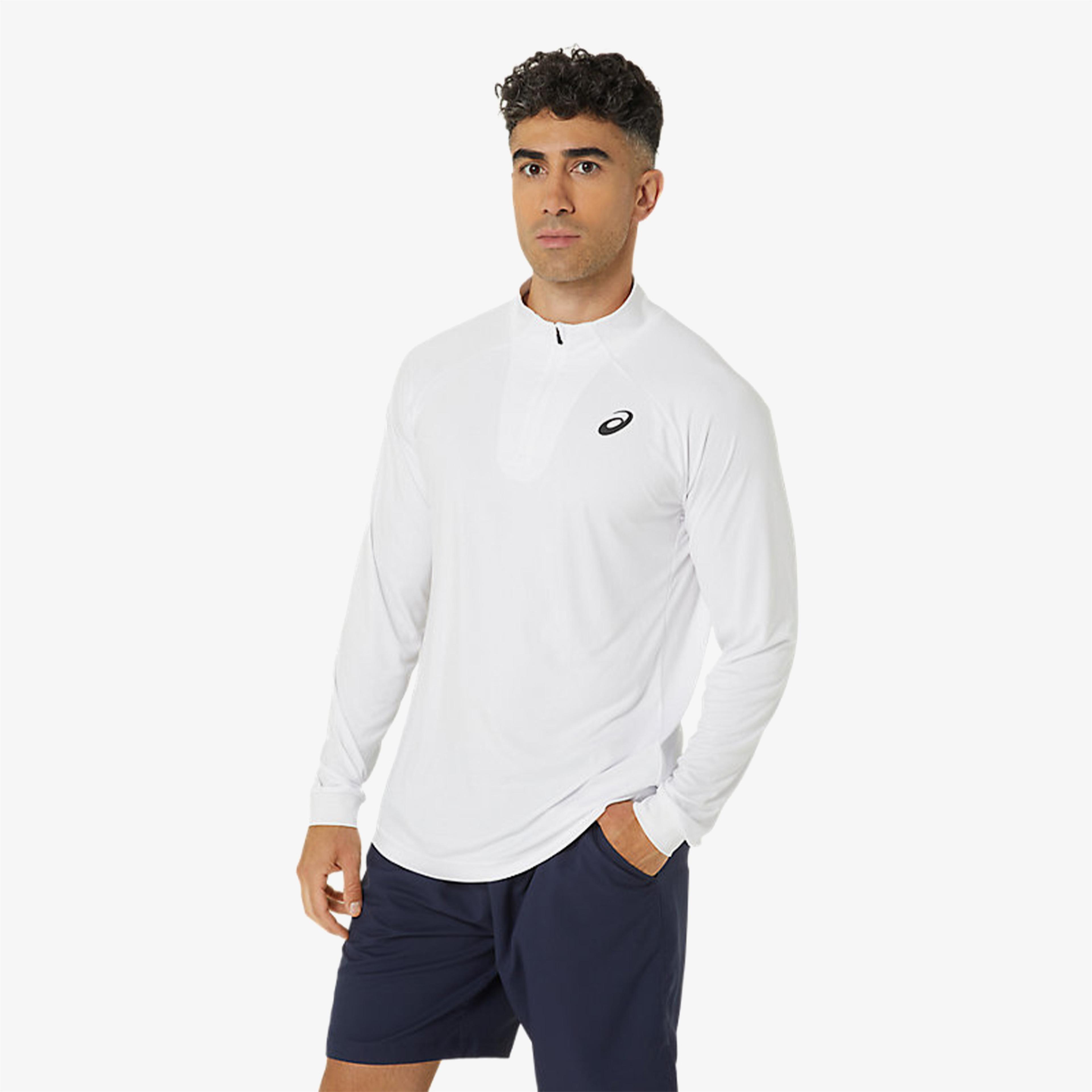 Asics Court LS Erkek Beyaz Tenis Sweatshirt