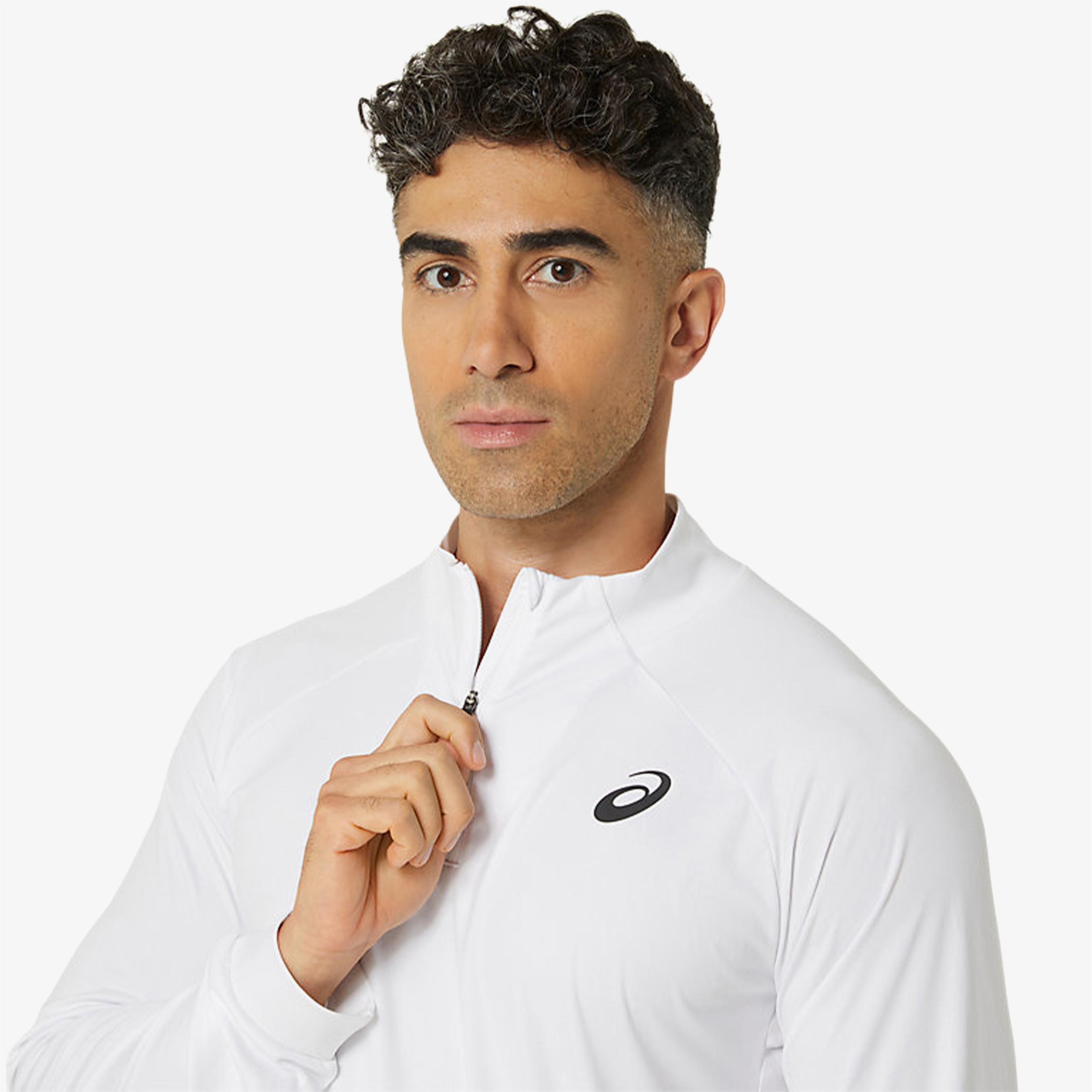 Asics Court LS Erkek Beyaz Tenis Sweatshirt