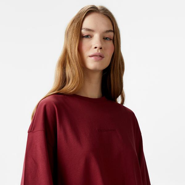 Les Benjamins Sleeve 301 Kadın Bordo T-Shirt_3