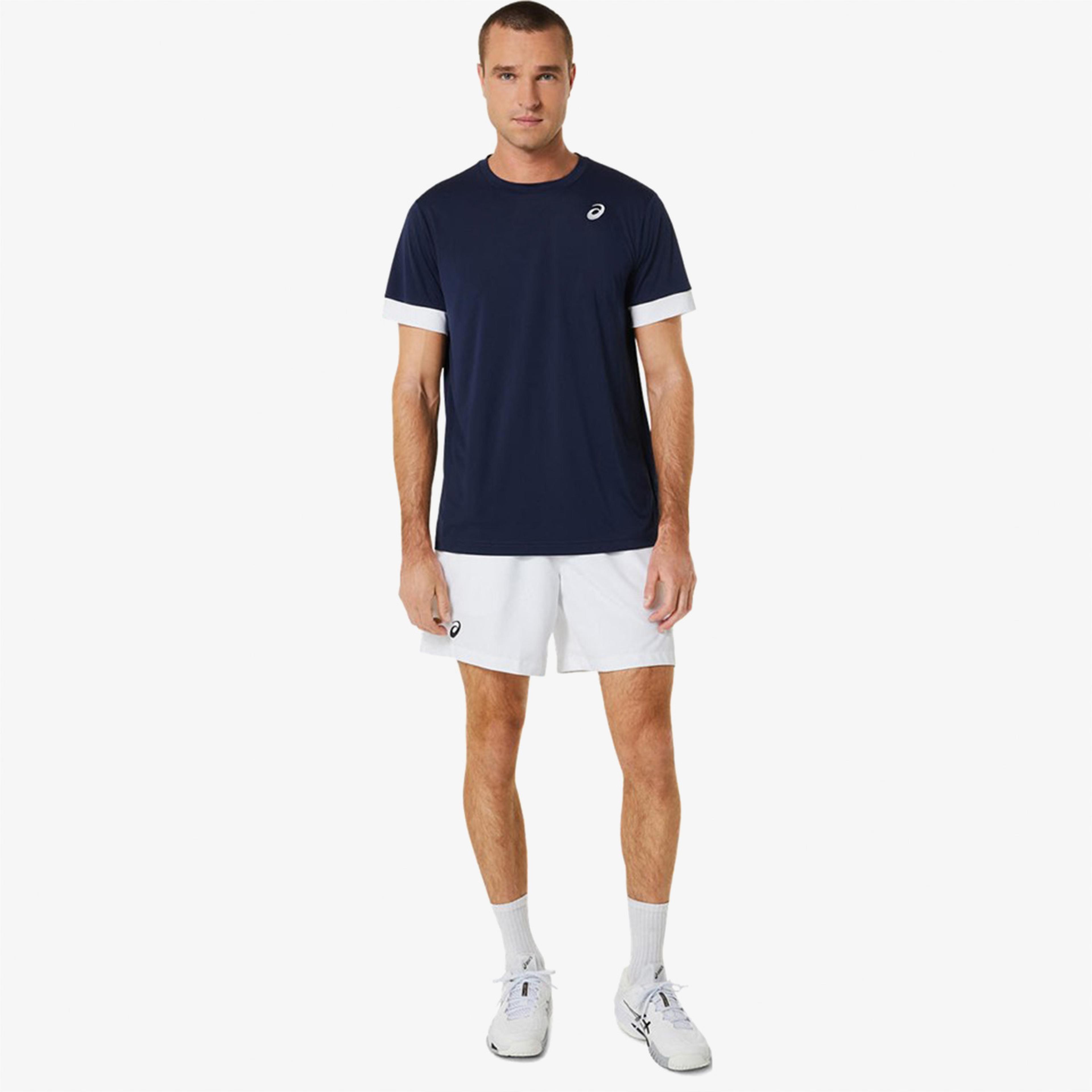 Asics Court Ss Top Erkek Lacivert Tenis T-Shirt