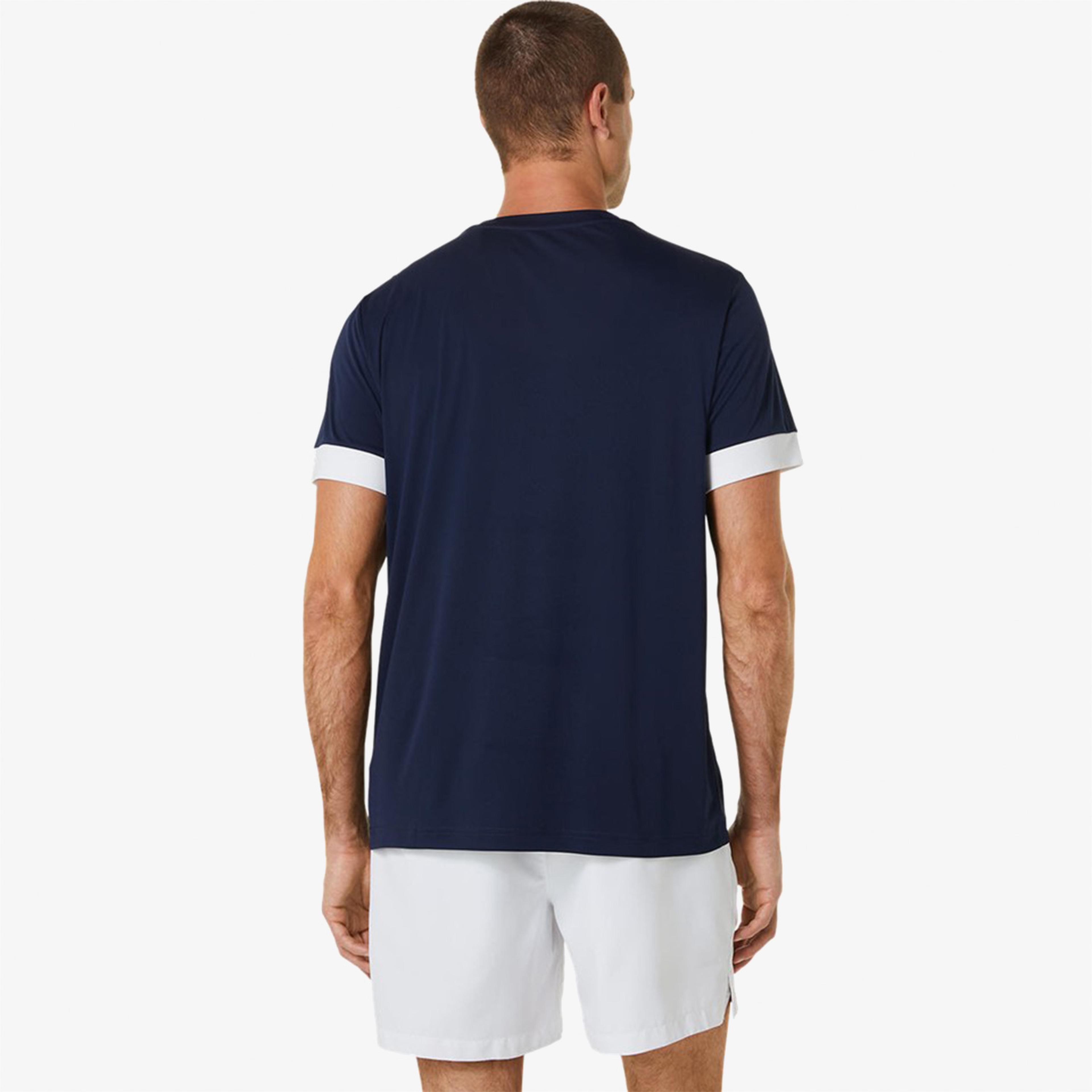 Asics Court Ss Top Erkek Lacivert Tenis T-Shirt