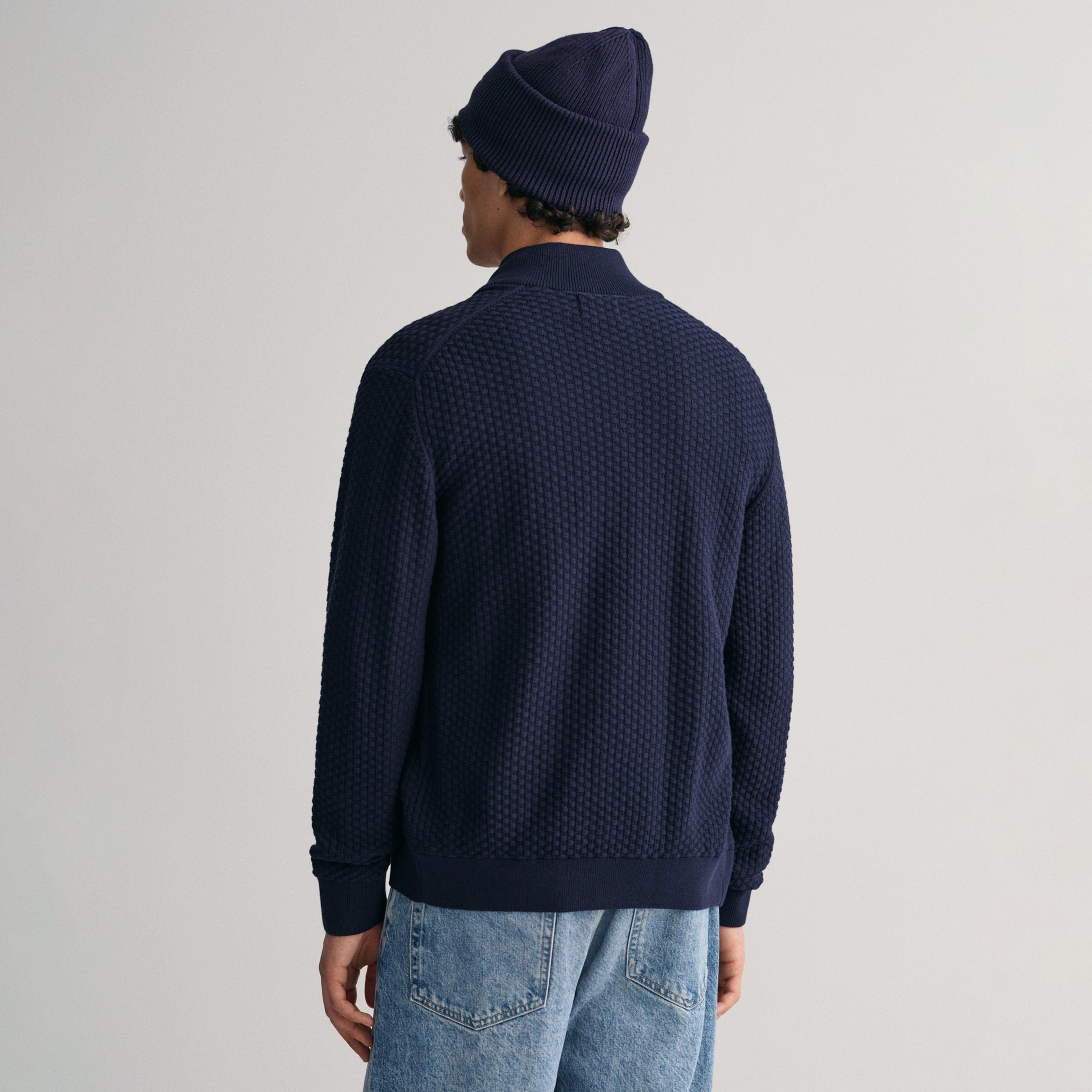 GANT Erkek Lacivert Regular Fit Fermuarlı Hırka