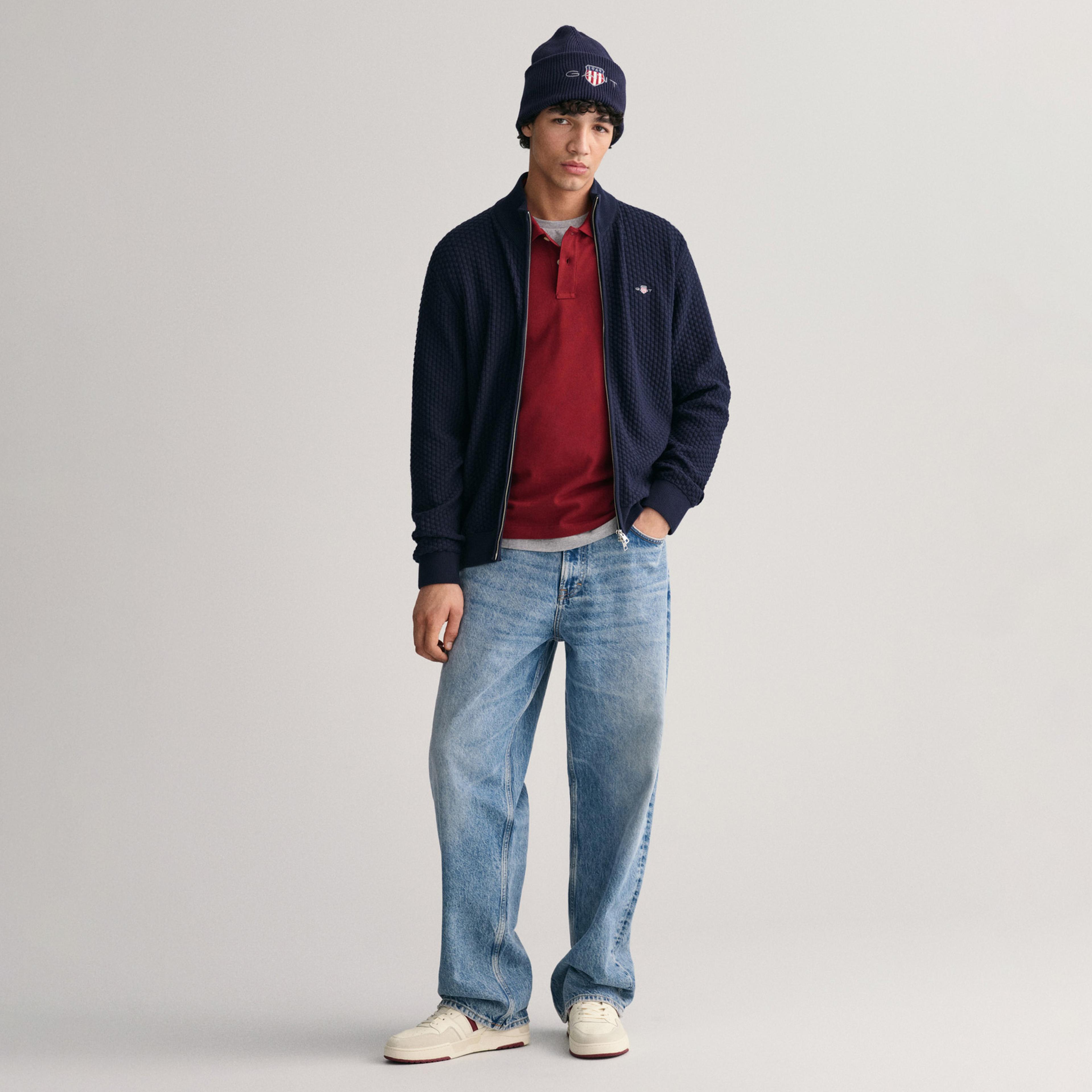 GANT Erkek Lacivert Regular Fit Fermuarlı Hırka