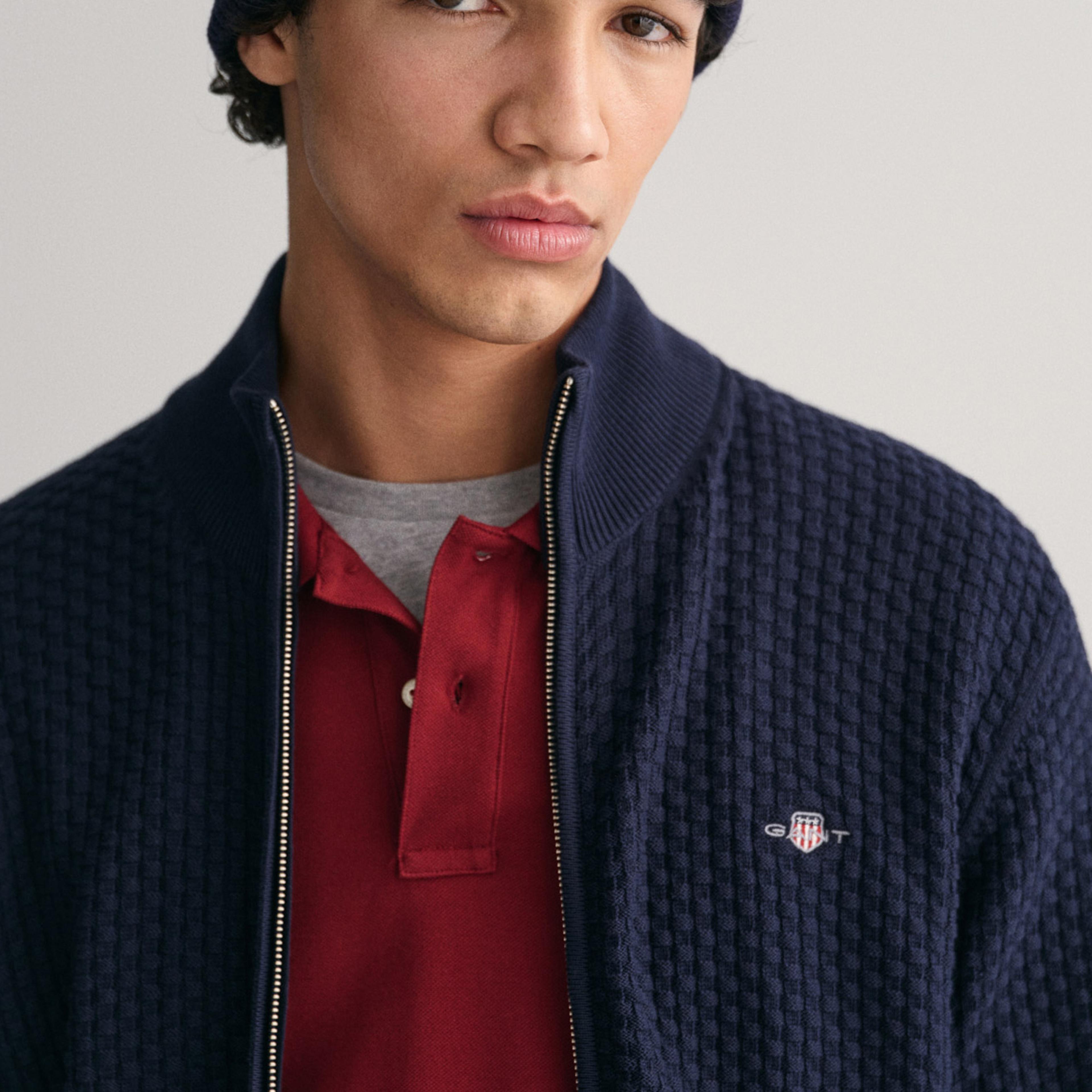 GANT Erkek Lacivert Regular Fit Fermuarlı Hırka