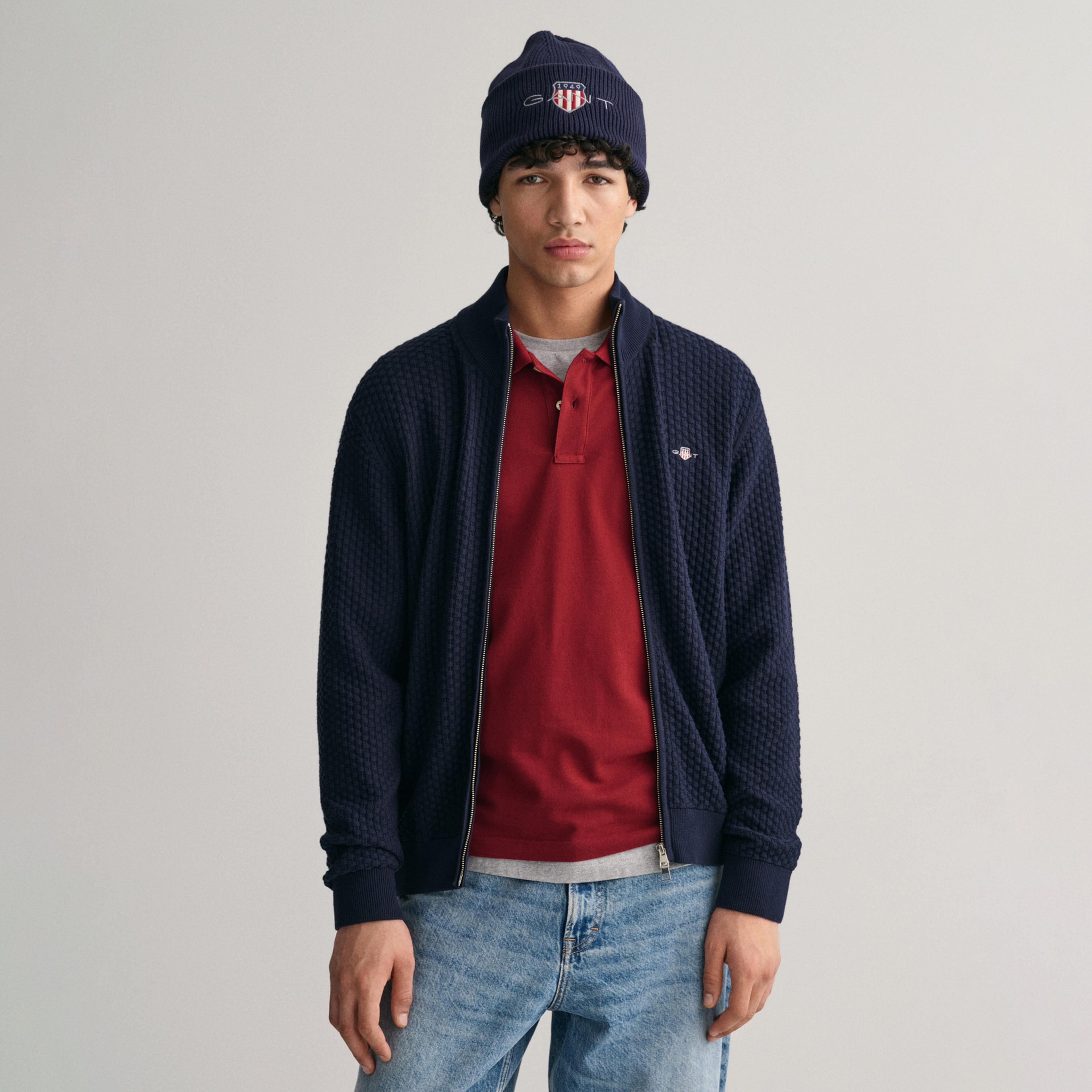 GANT Erkek Lacivert Regular Fit Fermuarlı Hırka
