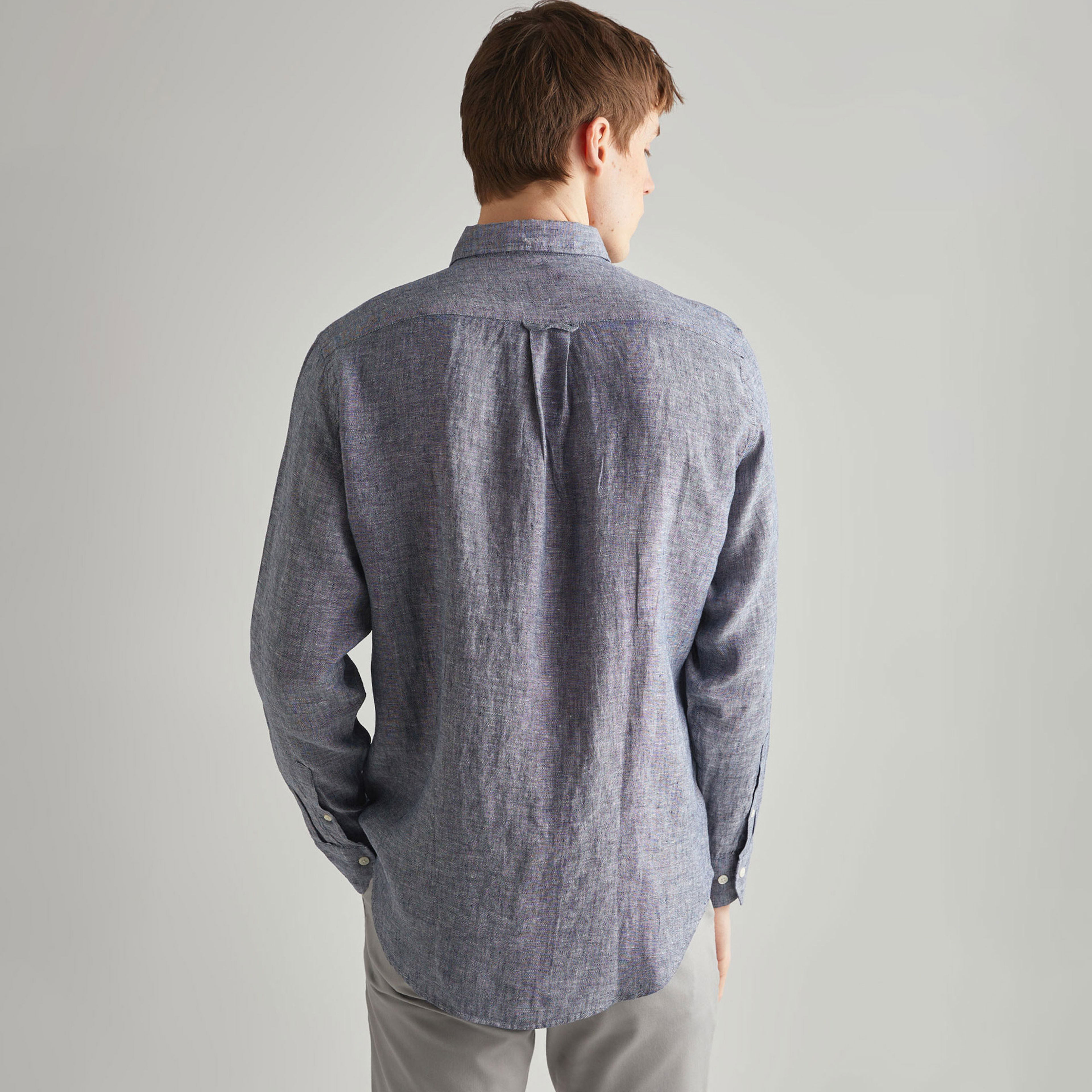 GANT Erkek Lacivert Regular Fit Keten Gömlek