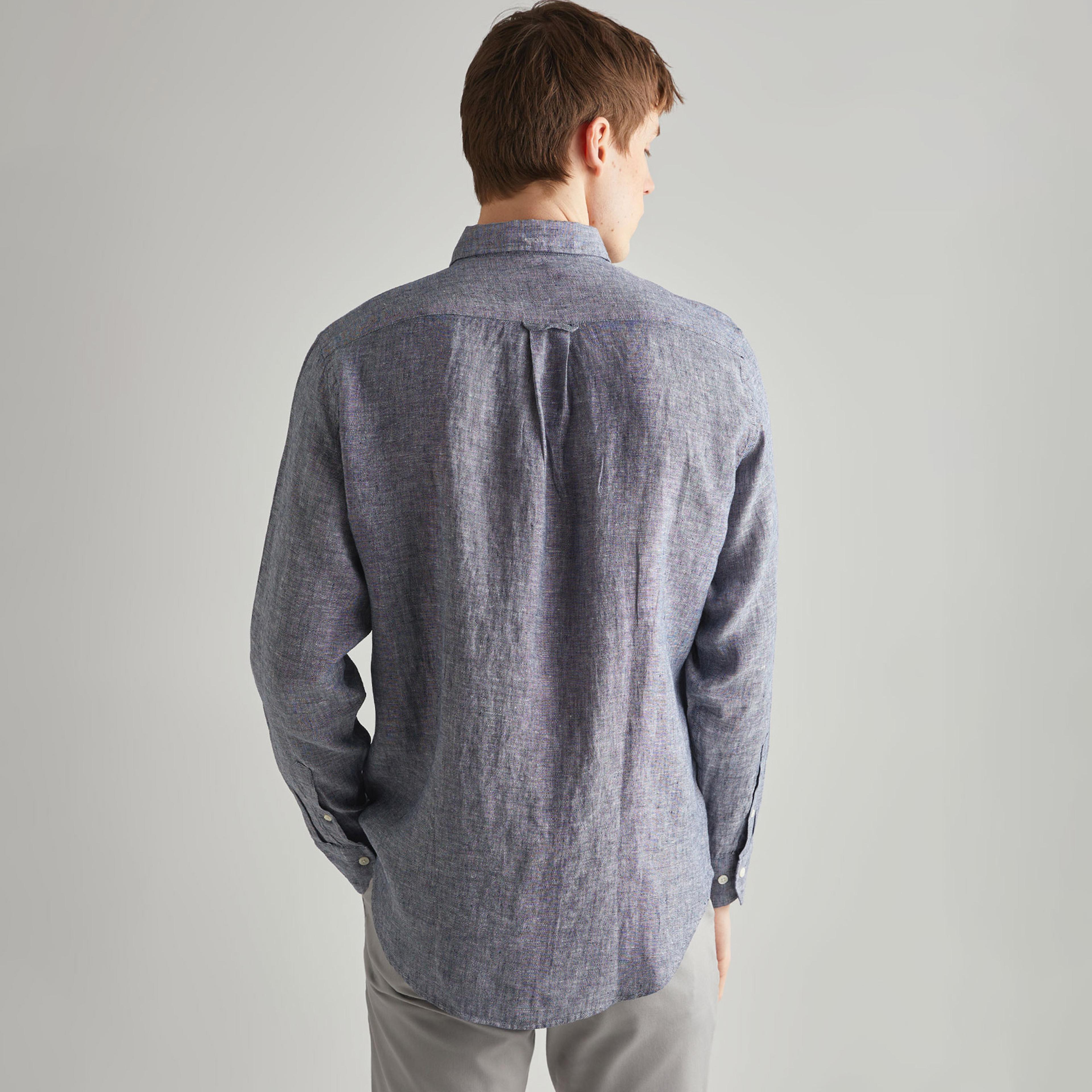 GANT Erkek Lacivert Regular Fit Keten Gömlek