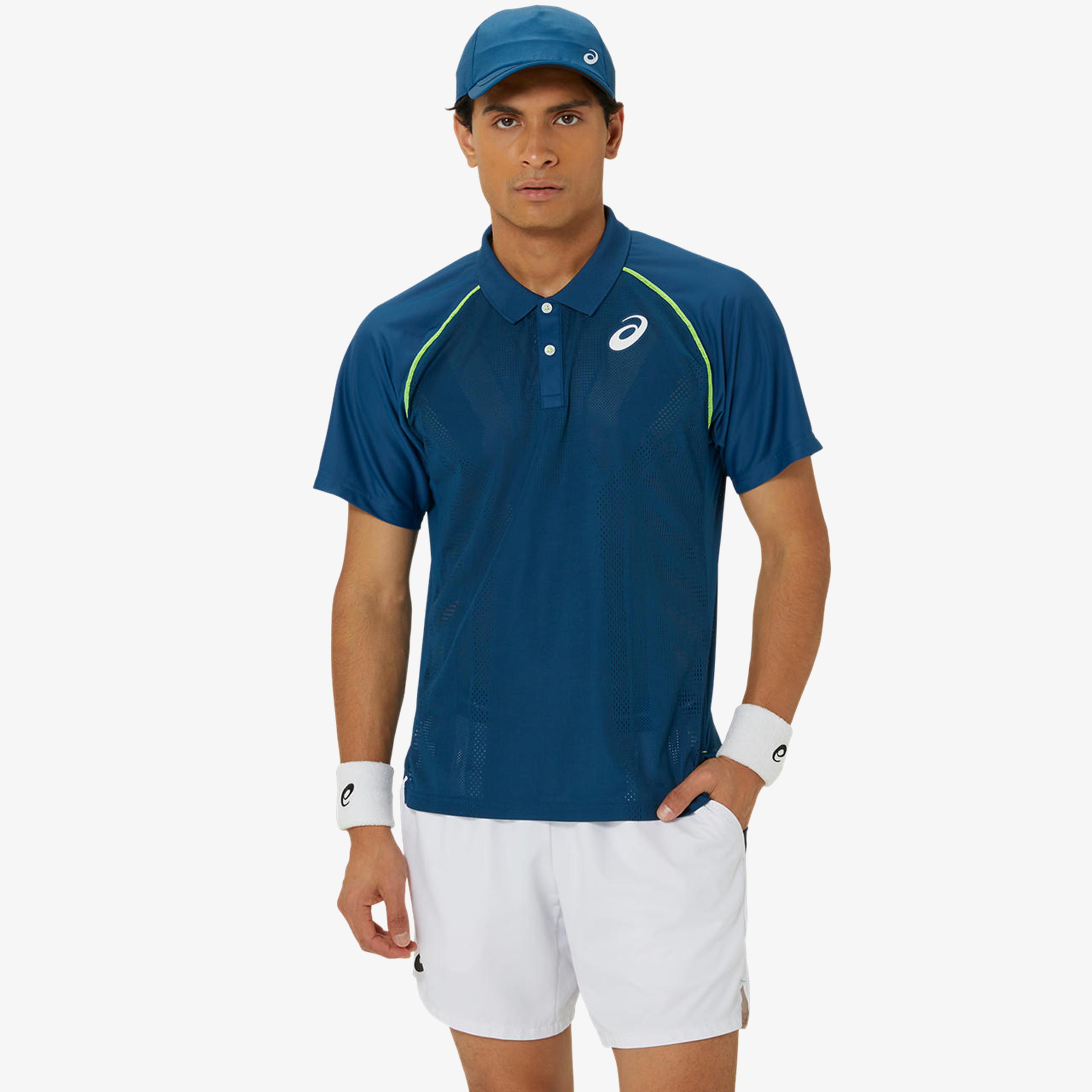 Asics Match Actibreeze Erkek Mavi Tenis Polo T-Shirt