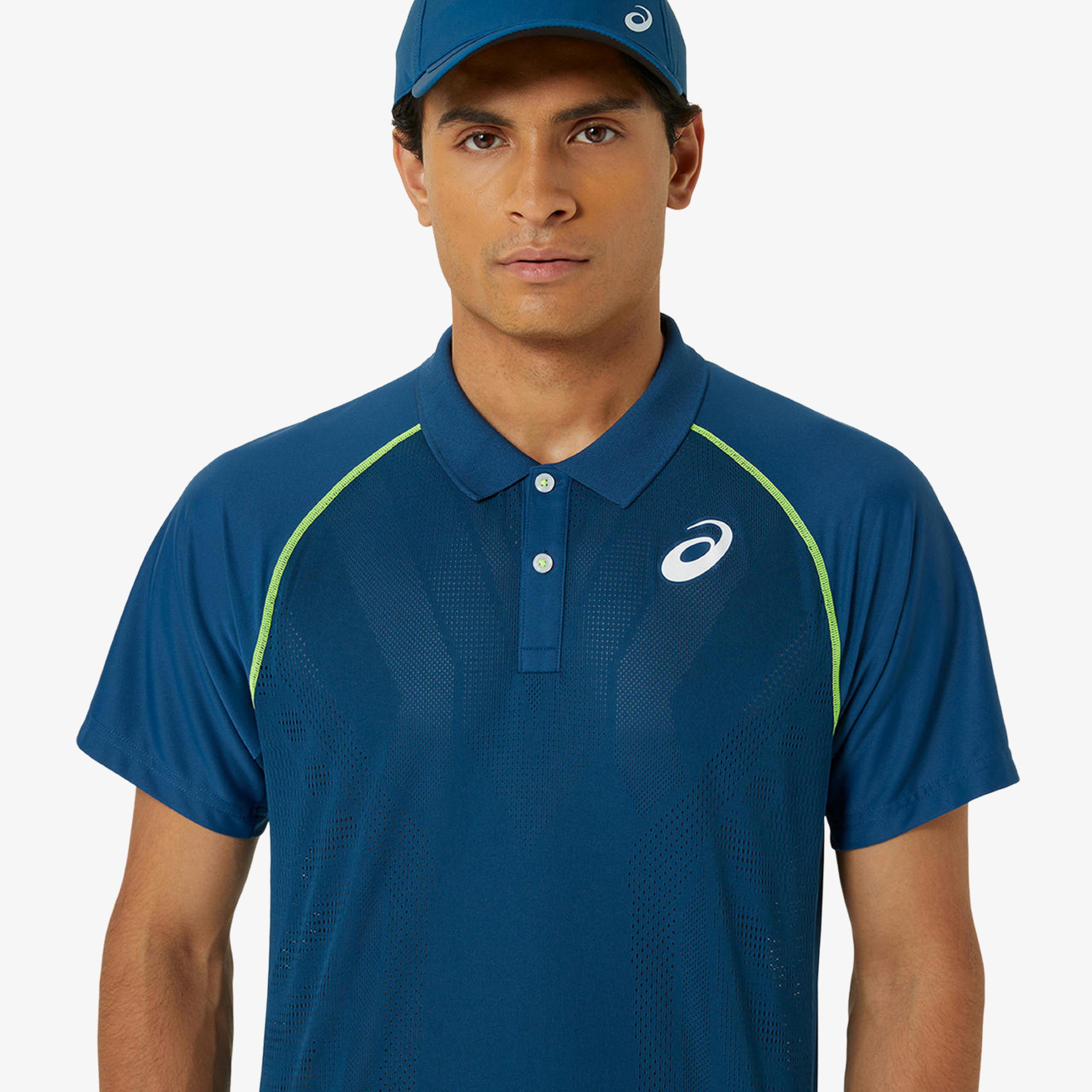 Asics Match Actibreeze Erkek Mavi Tenis Polo T-Shirt