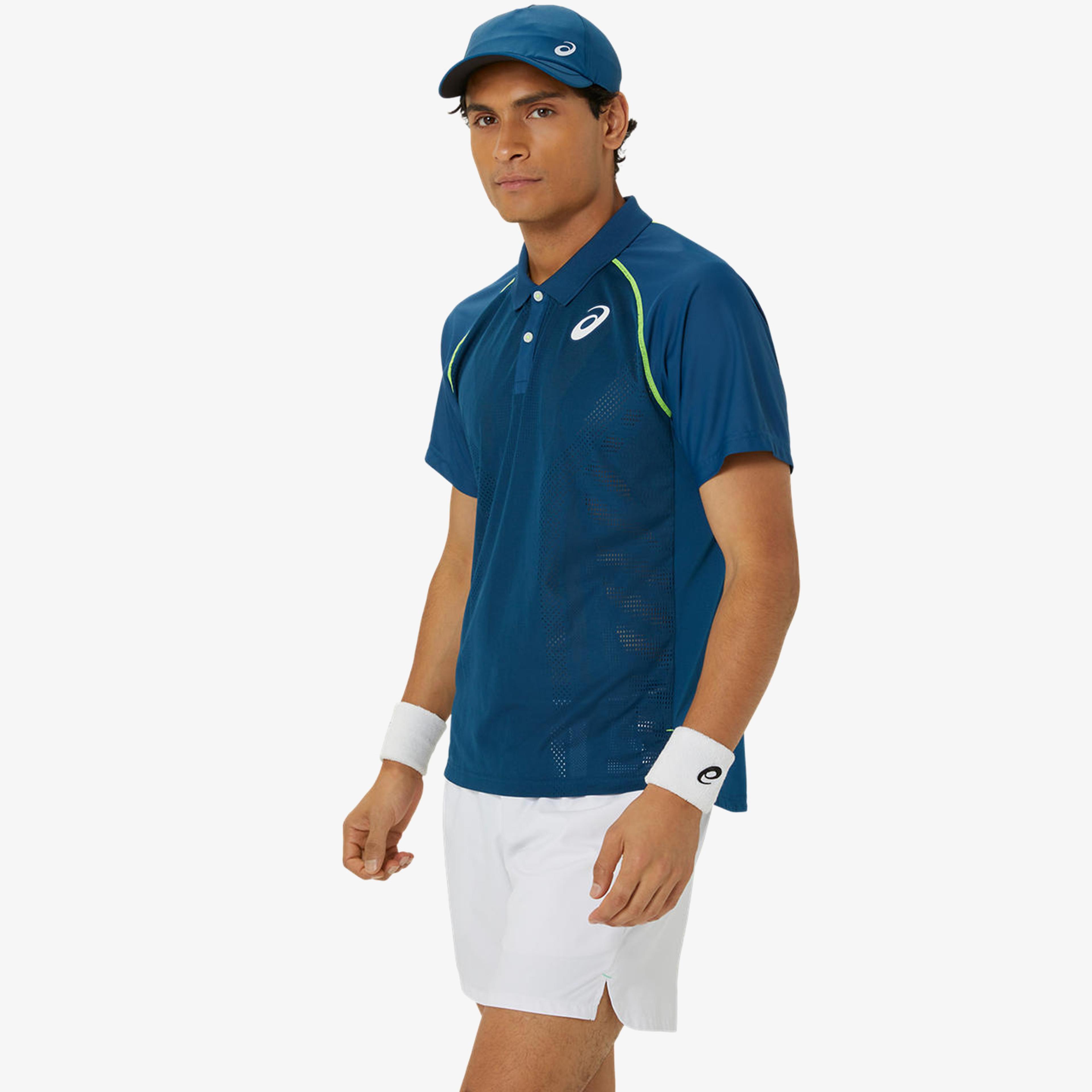 Asics Match Actibreeze Erkek Mavi Tenis Polo T-Shirt
