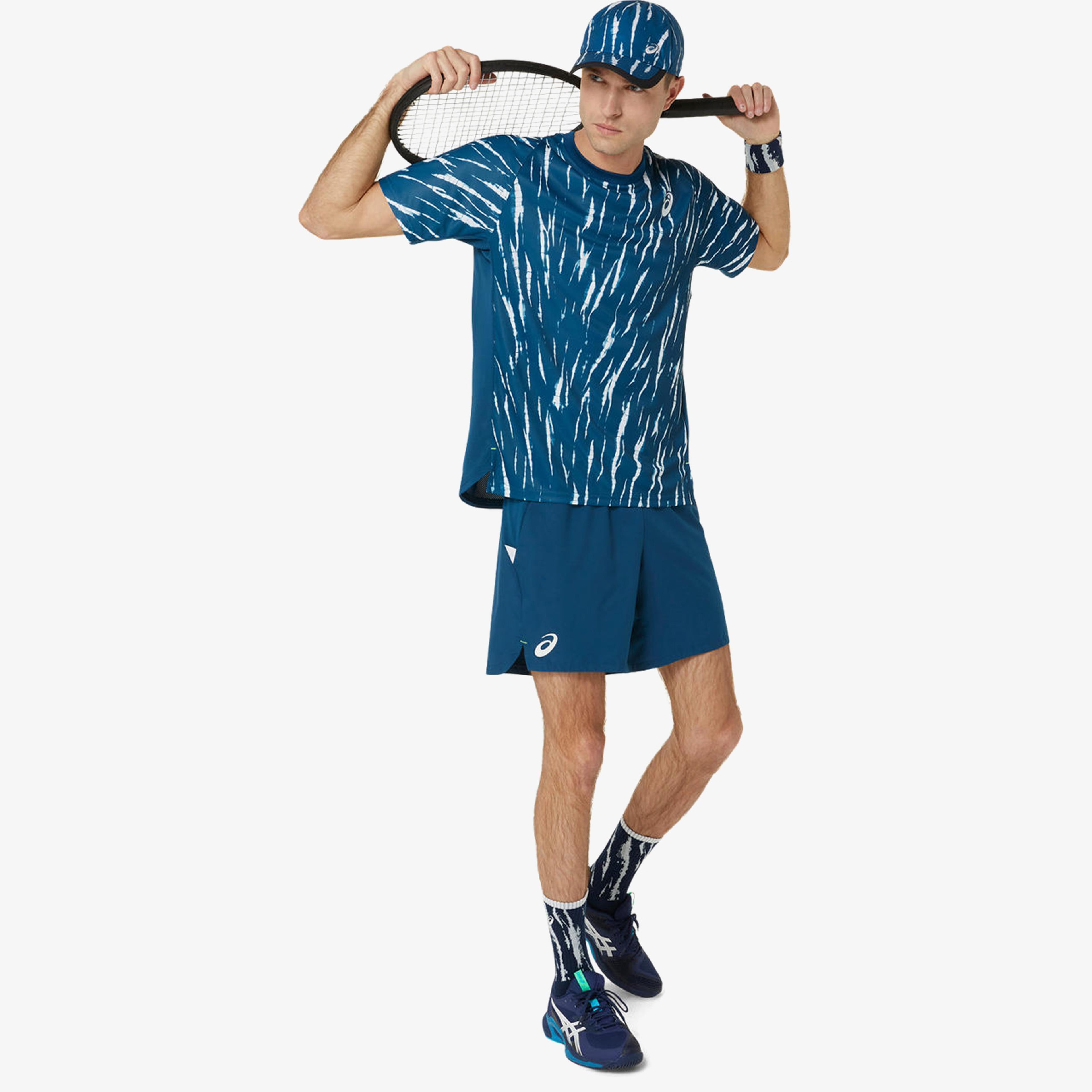 Asics Game Ss Erkek Mavi Tenis T-Shirt