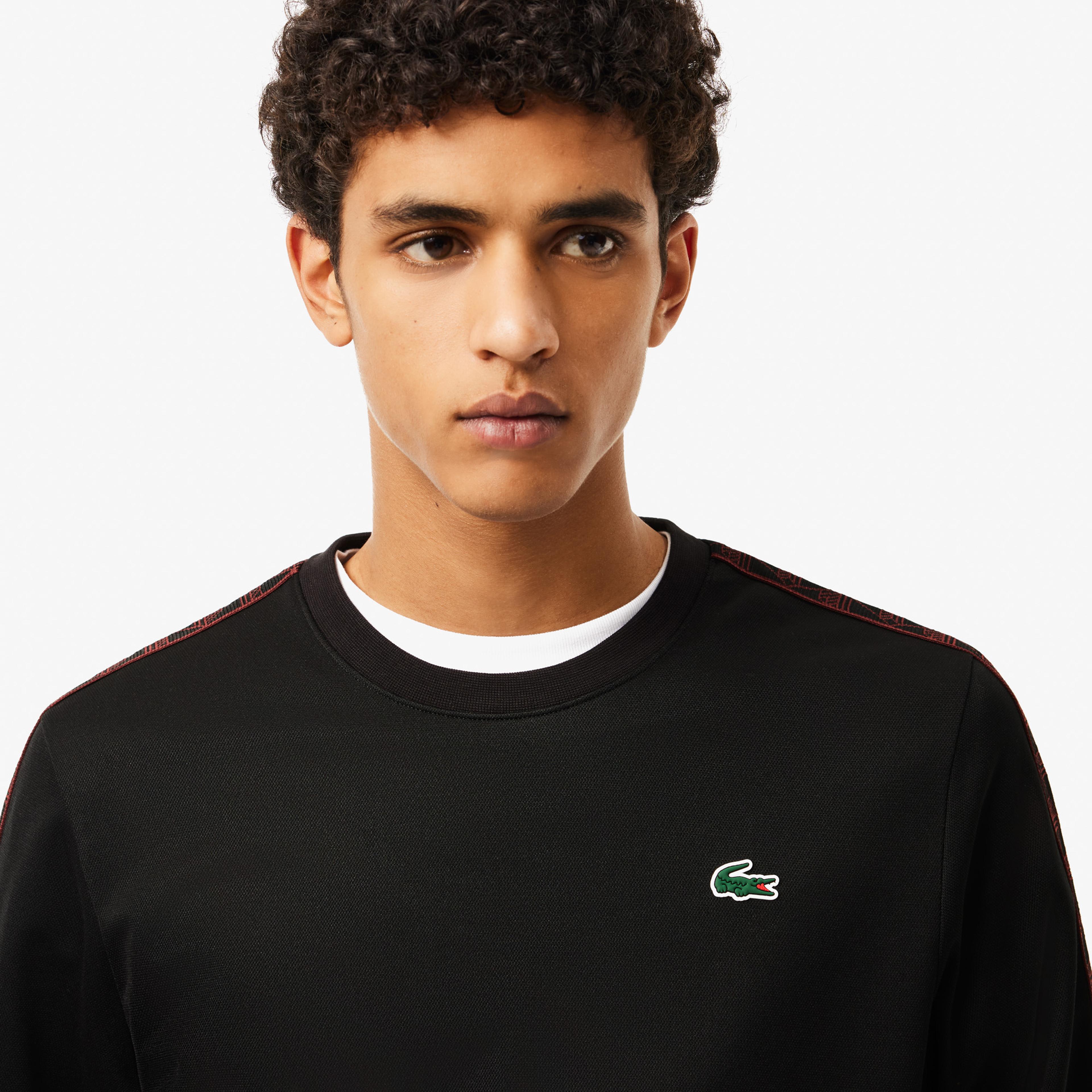 Lacoste Jacquard Interlok Erkek Siyah Günlük Sweatshirt