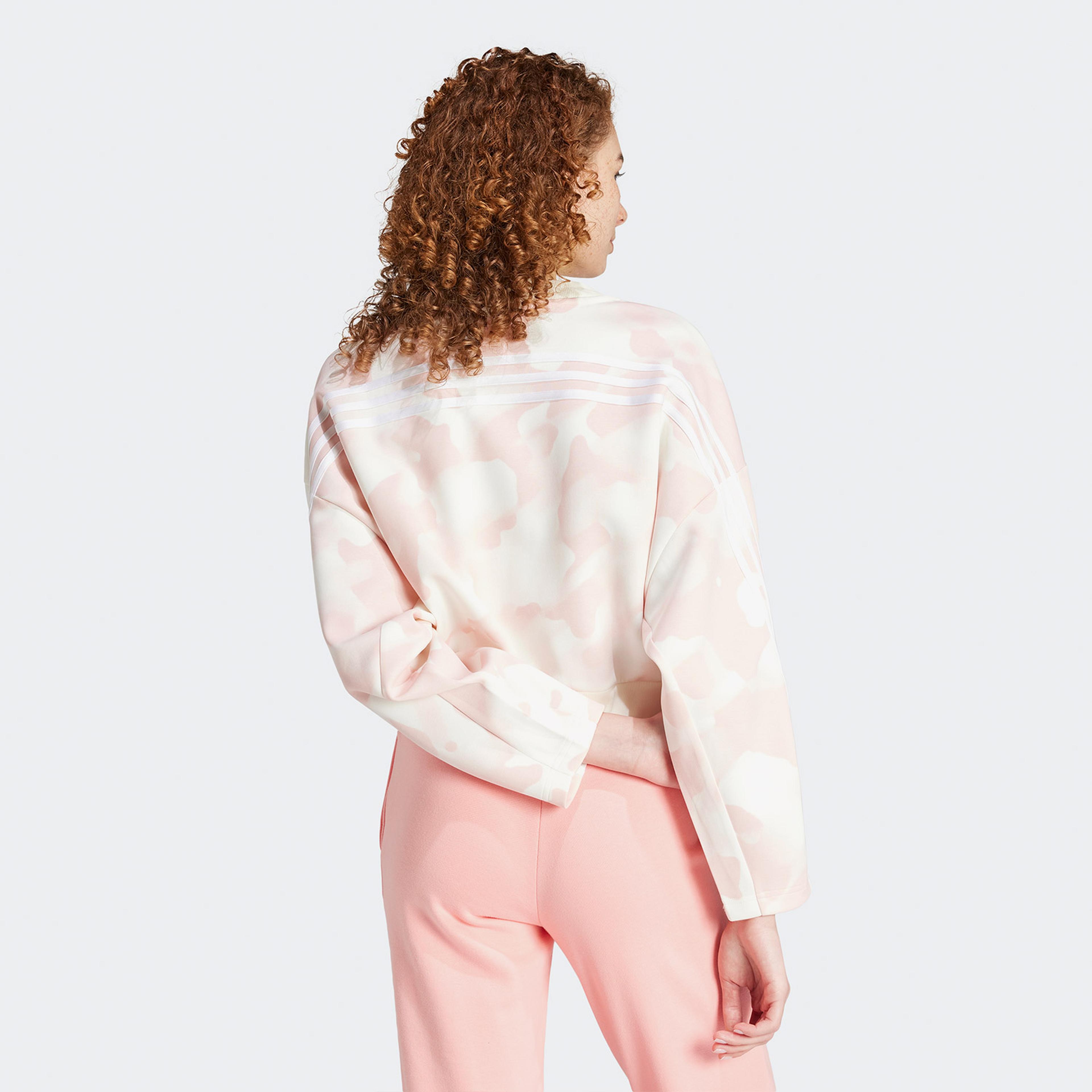 adidas Future Icons 3 Striped Kadın Beyaz Günlük Sweatshirt