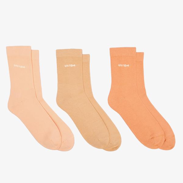 UNITED4 Classic Unisex Krem/Kahverengi 3lü Çorap