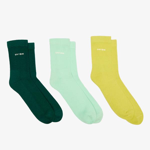 UNITED4 Classic Erkek Yeşil/Haki/Sarı 3lü Çorap