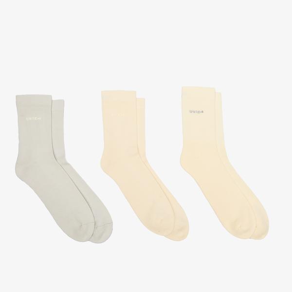 UNITED4 Classic Erkek Gri/Krem/Bej 3lü Çorap