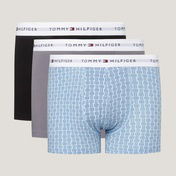 Tommy Hilfiger 3'lü Trunk Print Erkek Gri Boxer