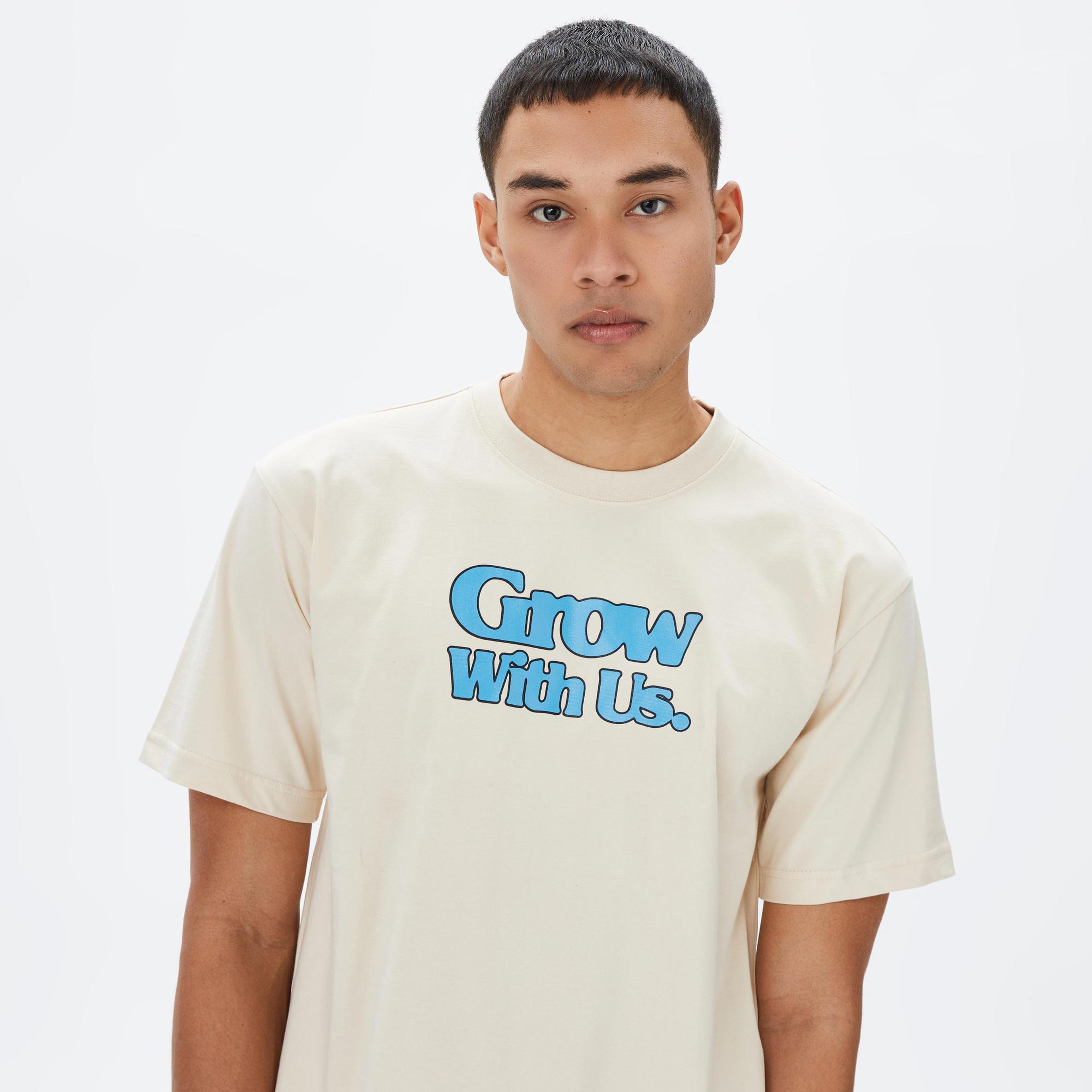 Market Grow With Us Erkek Krem T-Shirt