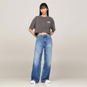 Tommy Jeans Oversize Crop Summer Flag Kadın Siyah T-Shirt