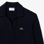 Lacoste Kaşmir Kadın Polo Yaka Kaşmir Lacivert Kazak