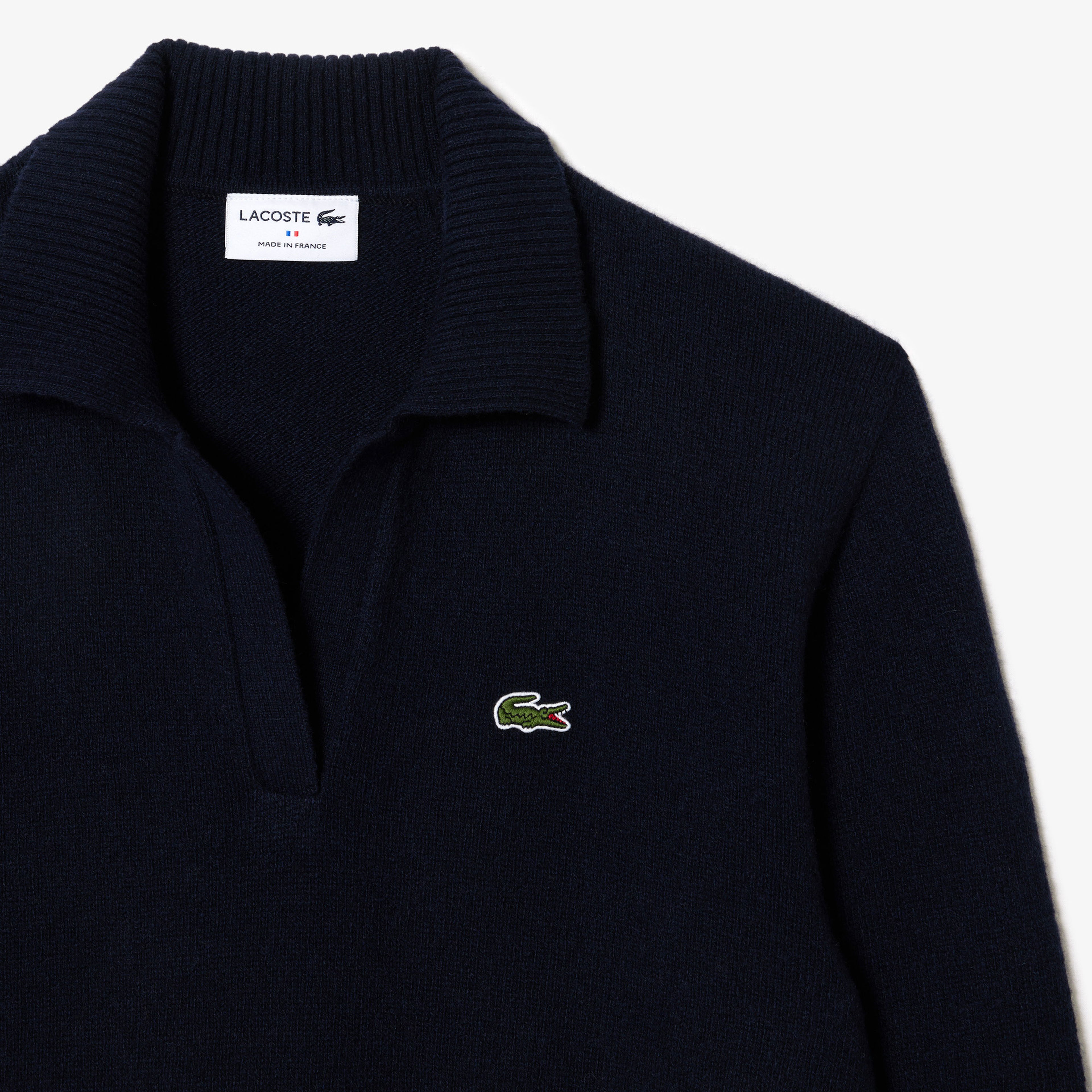 Lacoste Kaşmir Kadın Polo Yaka Kaşmir Lacivert Kazak