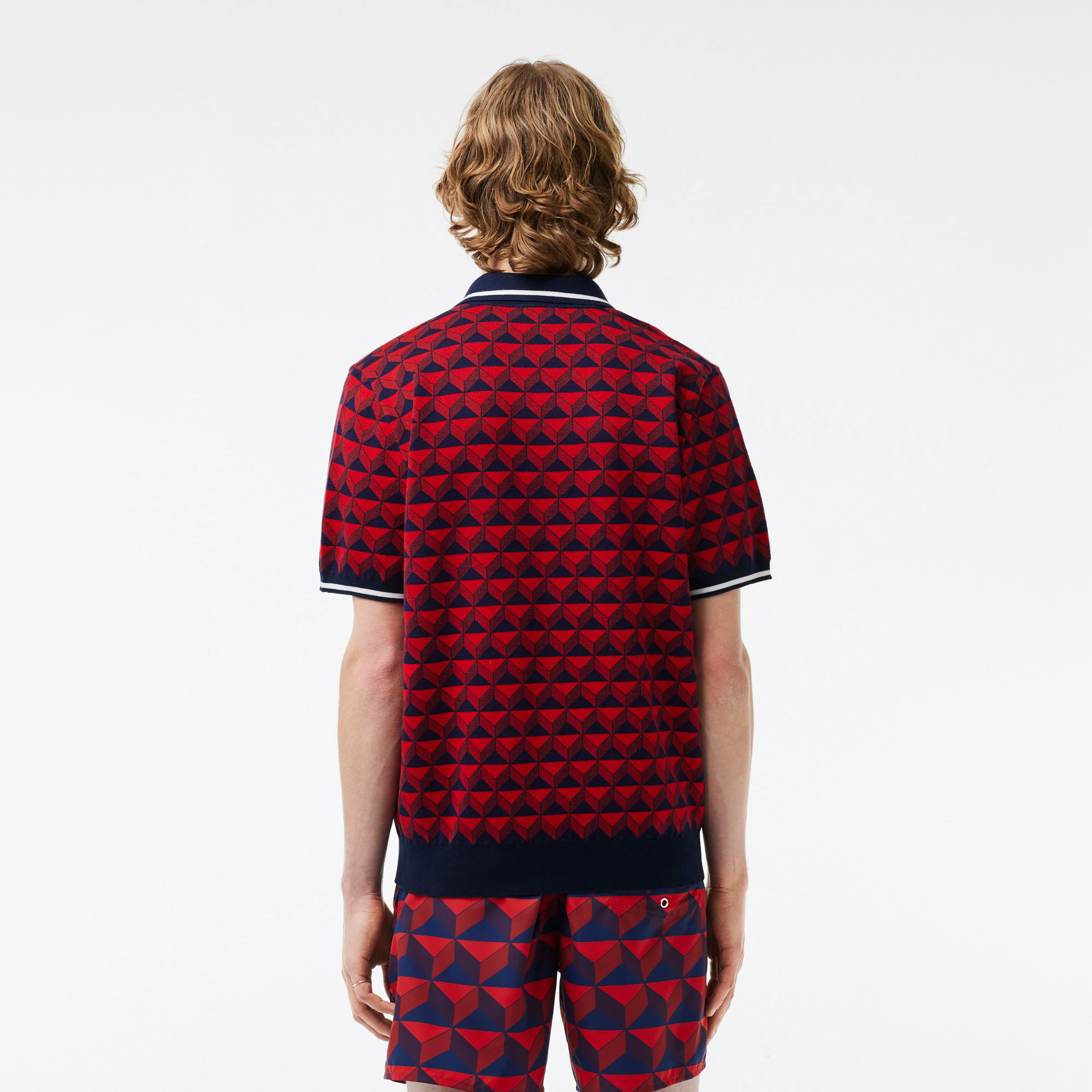 Lacoste Erkek Regular Fit Polo Yaka Monogram Bordo Triko