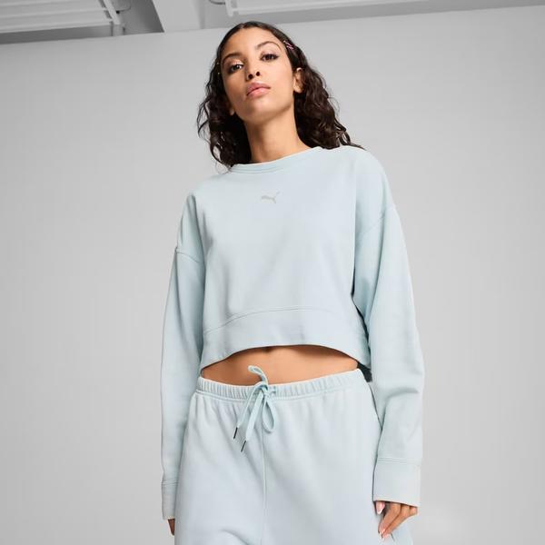Puma Dare To Relaxed Washed Crew Kadın Mavi Sweatshirt