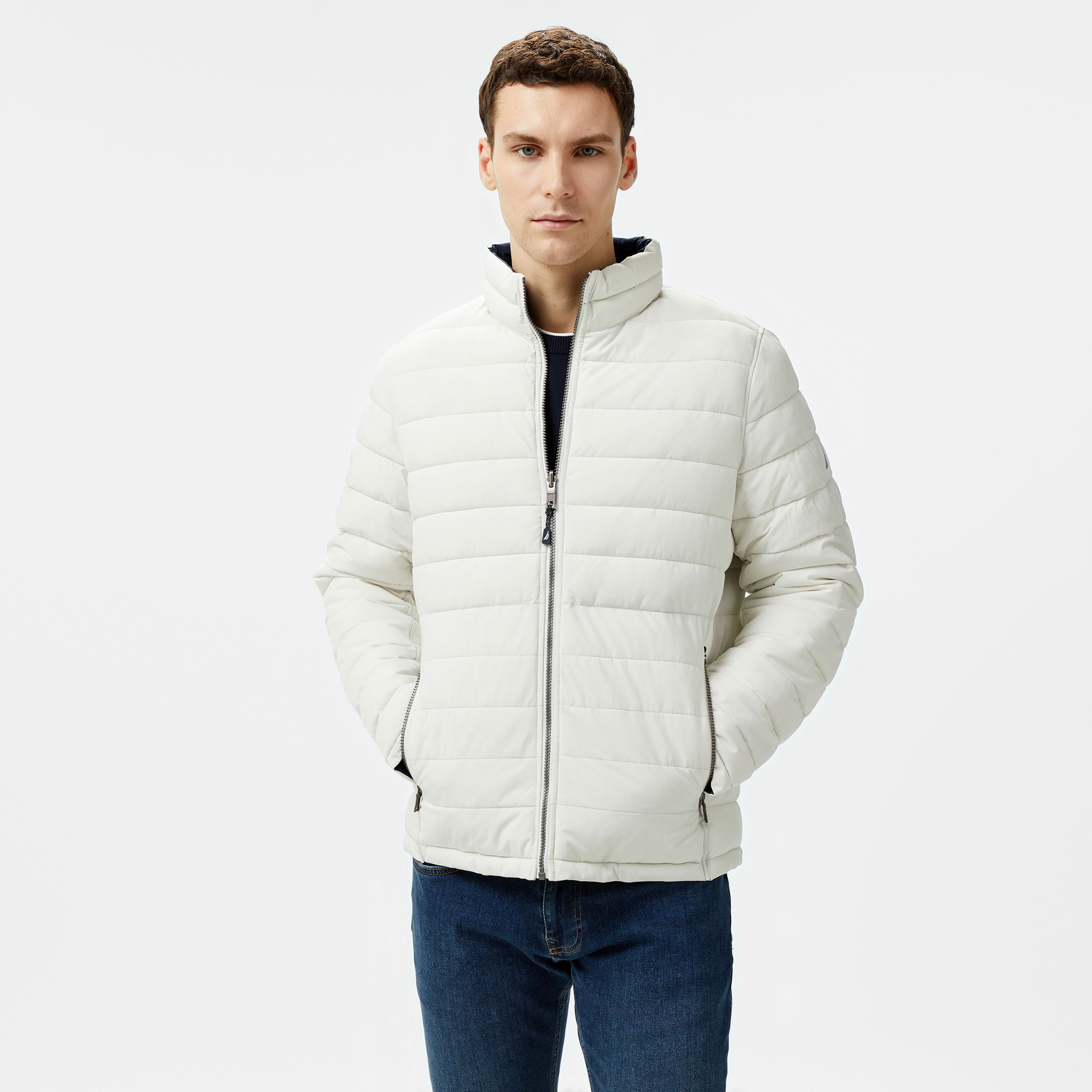 Nautica Erkek Krem & Lacivert Çift Taraflı Mont