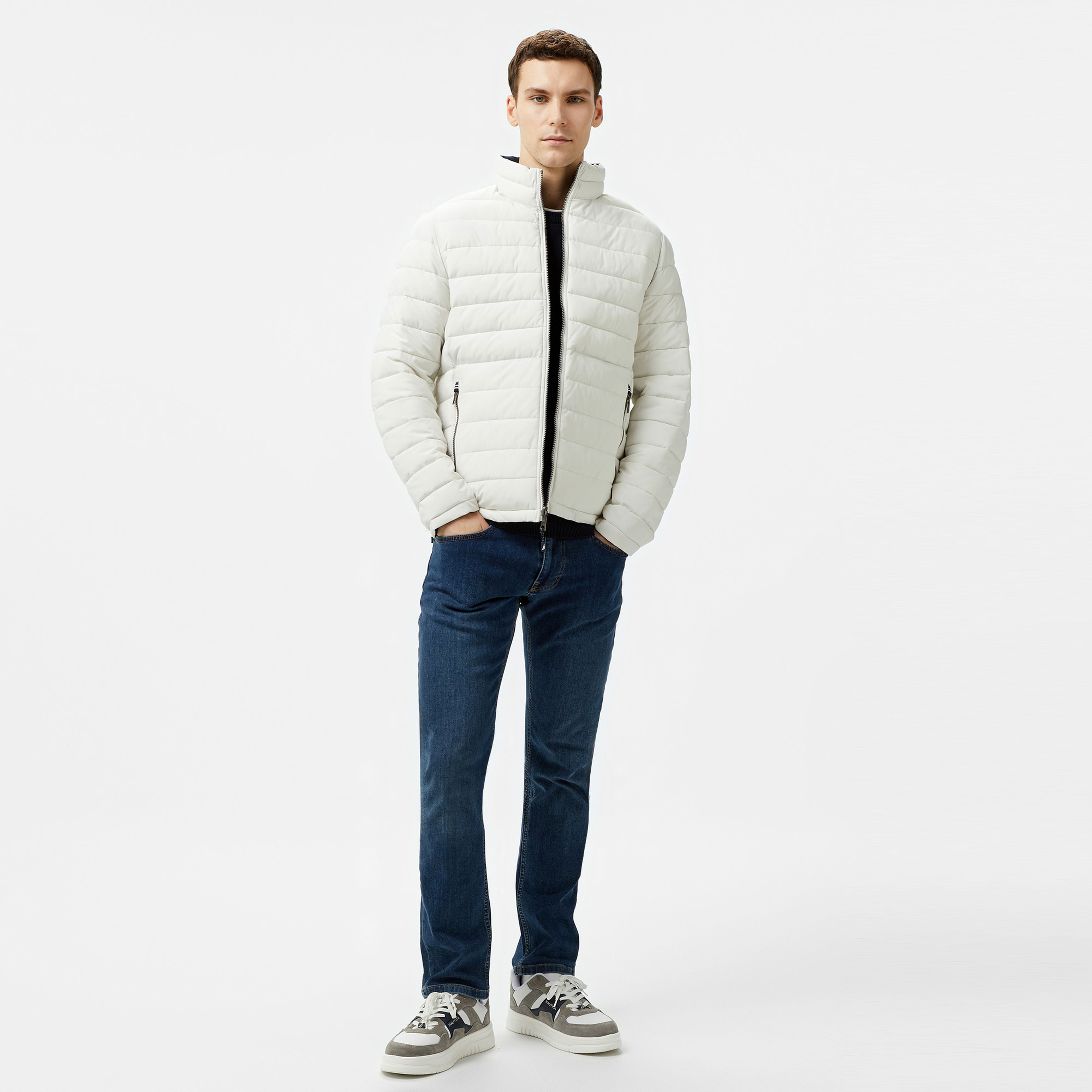 Nautica Erkek Krem & Lacivert Çift Taraflı Mont
