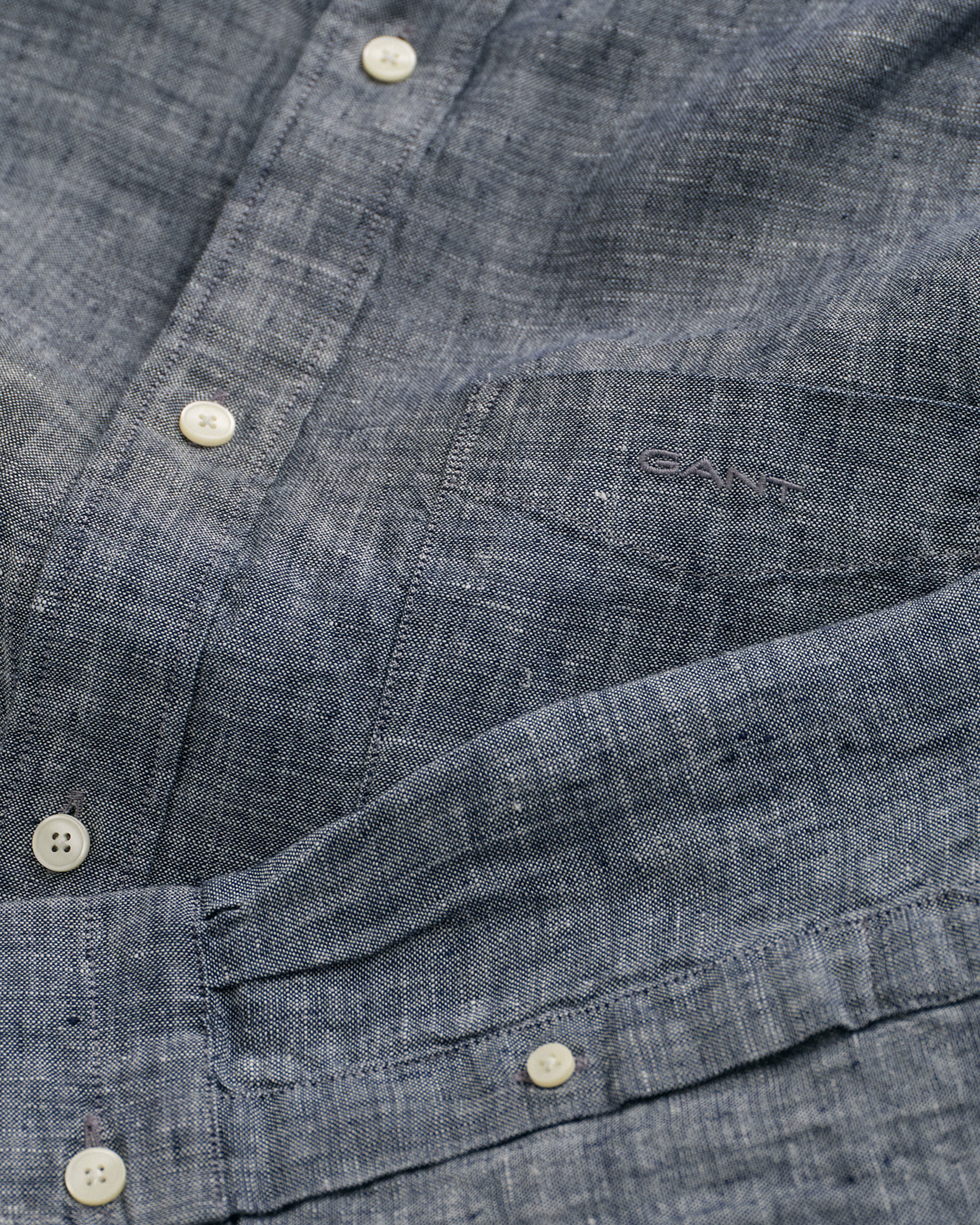 GANT Erkek Lacivert Regular Fit Keten Gömlek