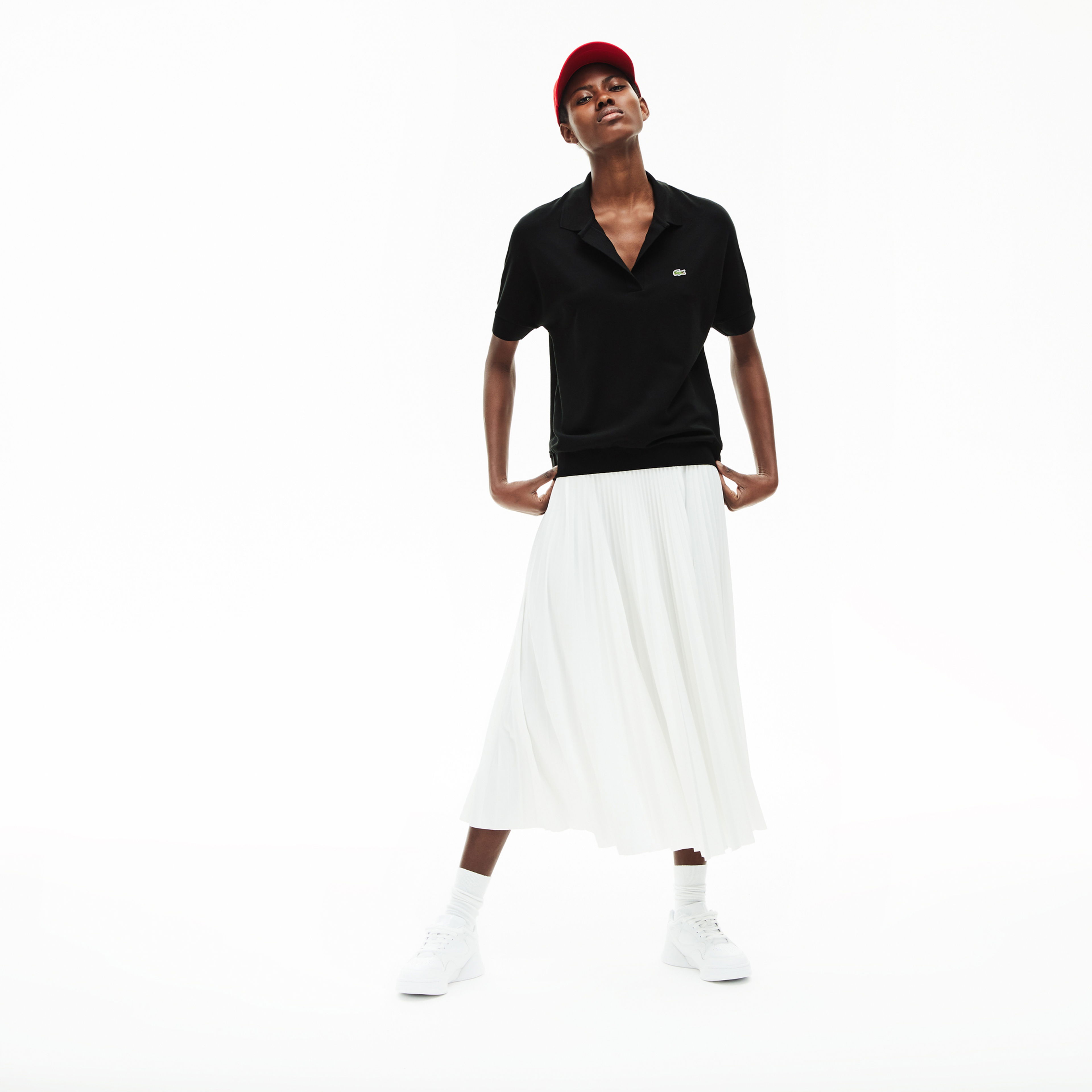 Lacoste Kadın Relaxed Fit Siyah Polo