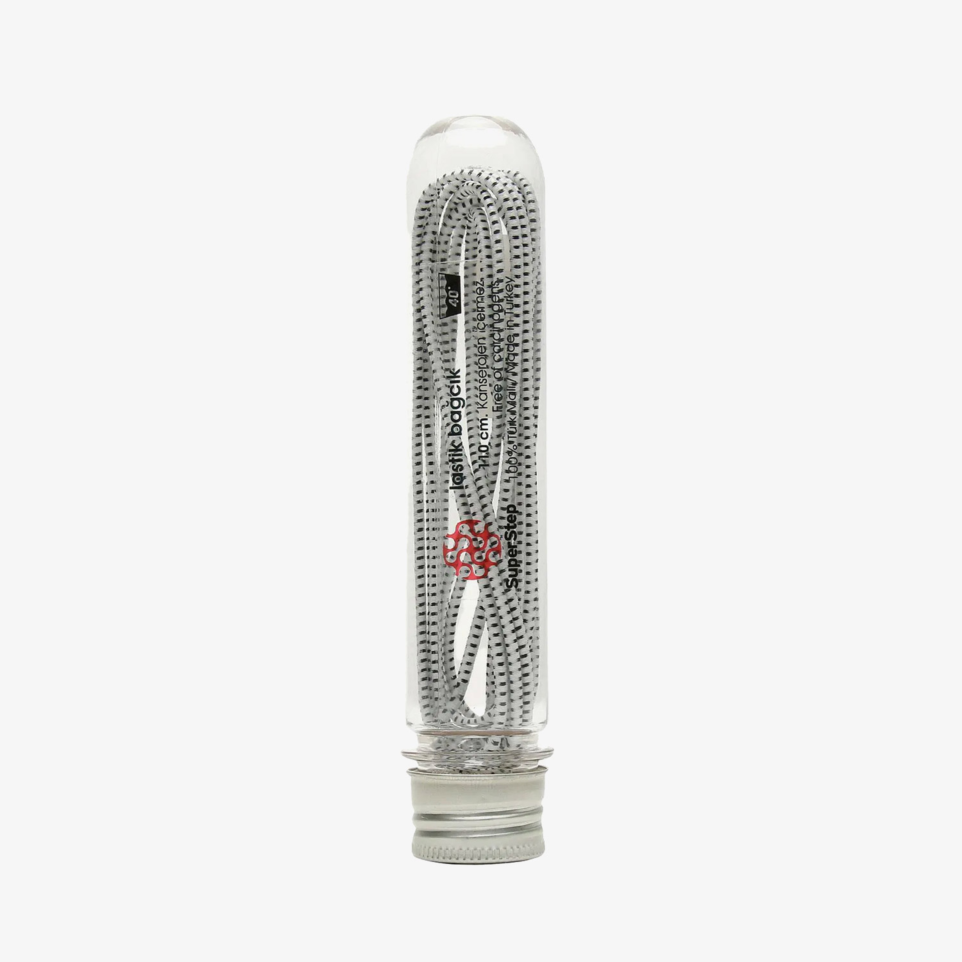 Take A Baacik 110 Cm Stoperli Siyah Lastik Çocuk Beyaz Ayakkabı Bağcığı