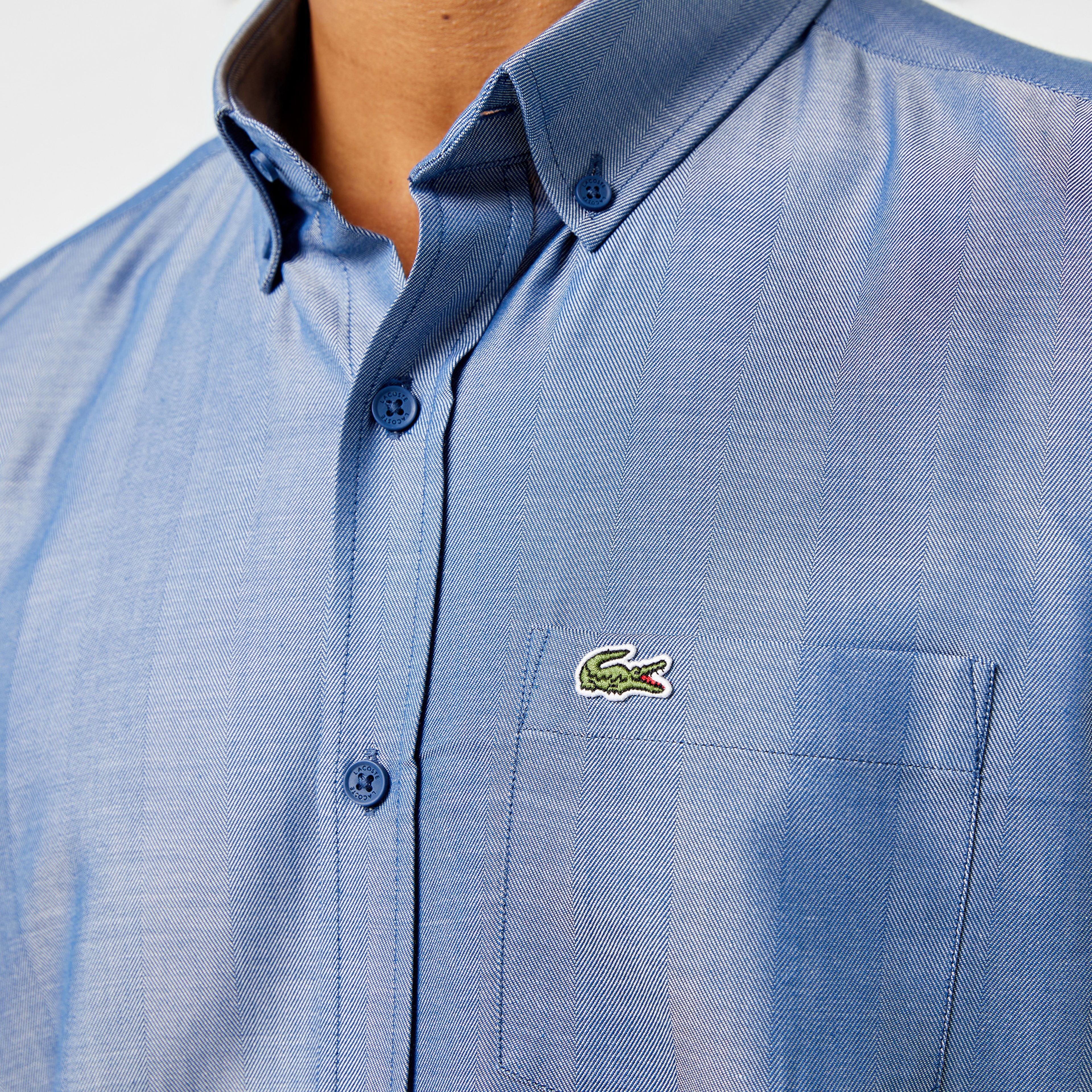 Lacoste Erkek Slim Fit Düğmeli Yaka Koyu Mavi Gömlek