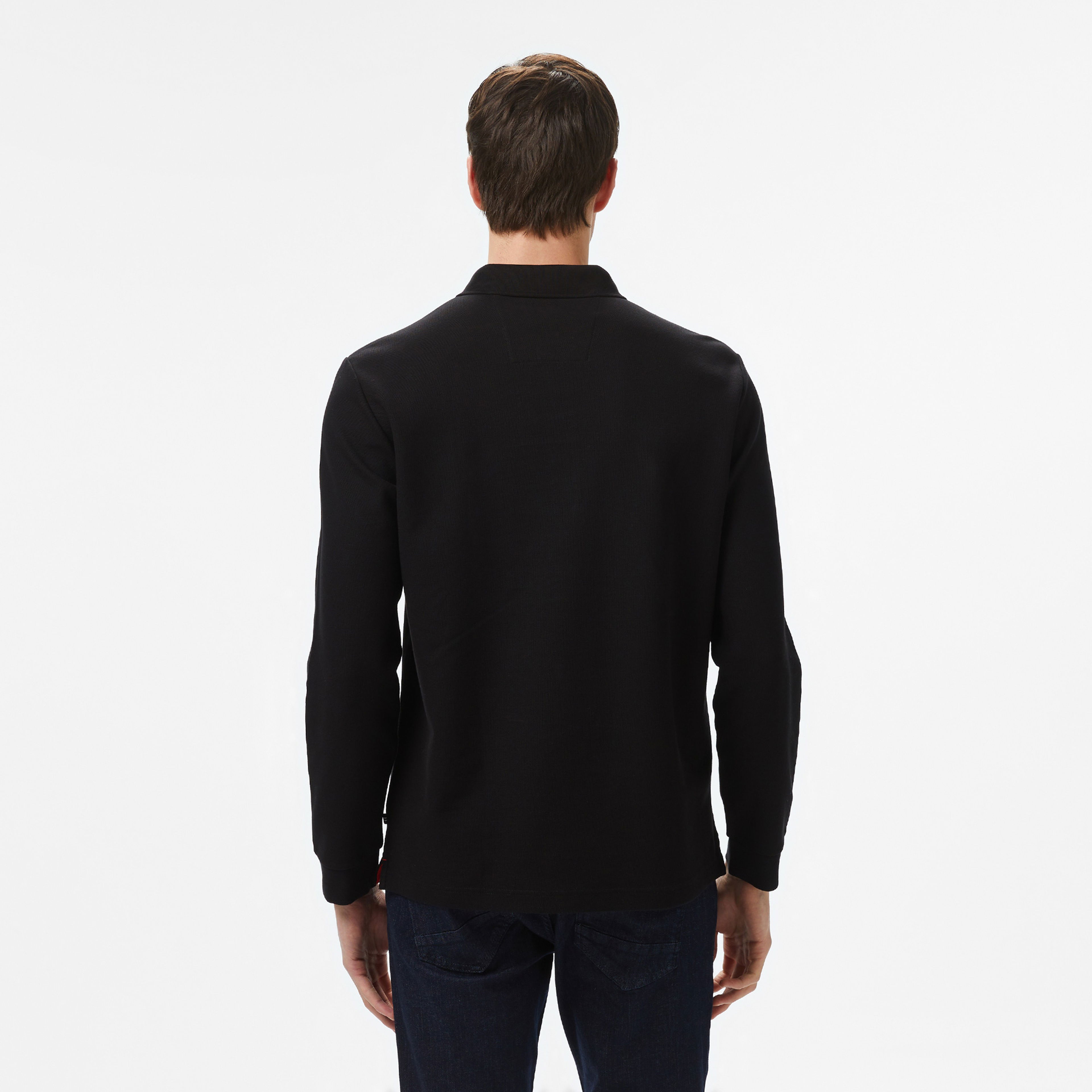 Nautica Erkek Siyah Classic Fit Uzun Kollu Polo
