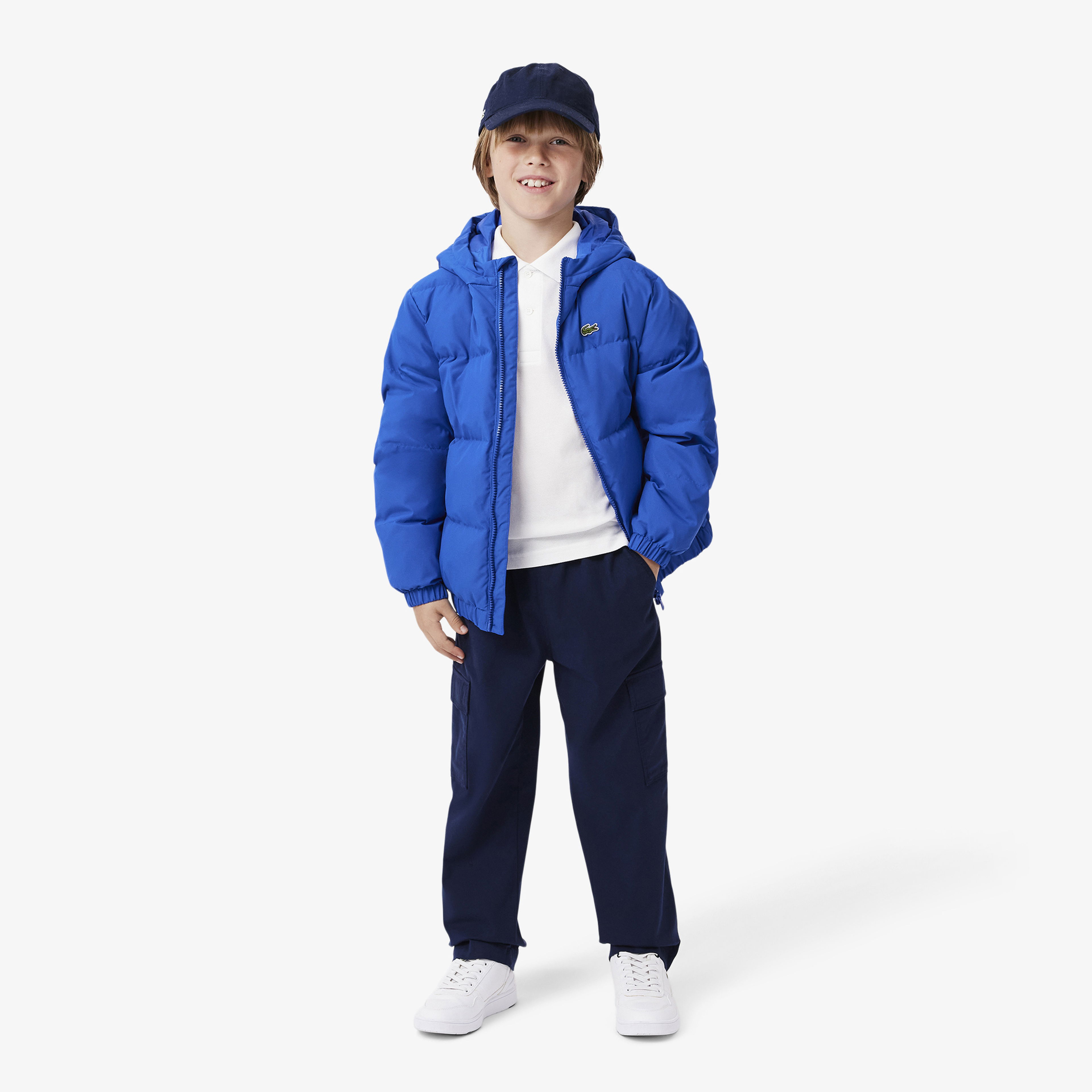 Lacoste Çocuk Kapüşonlu Mavi Şişme Mont
